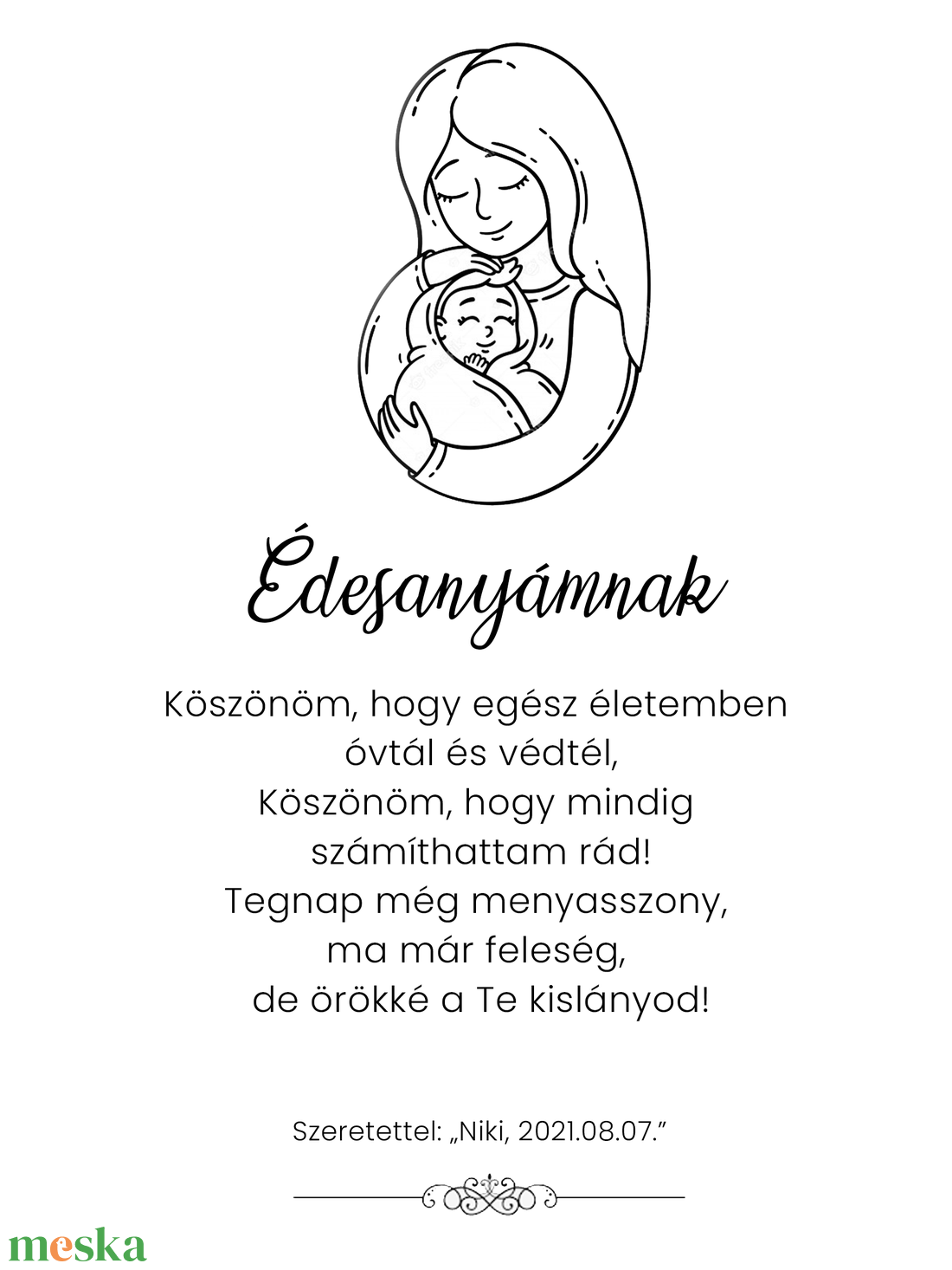 Édesanya/Édesapa köszöntő kép - esküvő - emlék & ajándék - köszönőajándék - Meska.hu