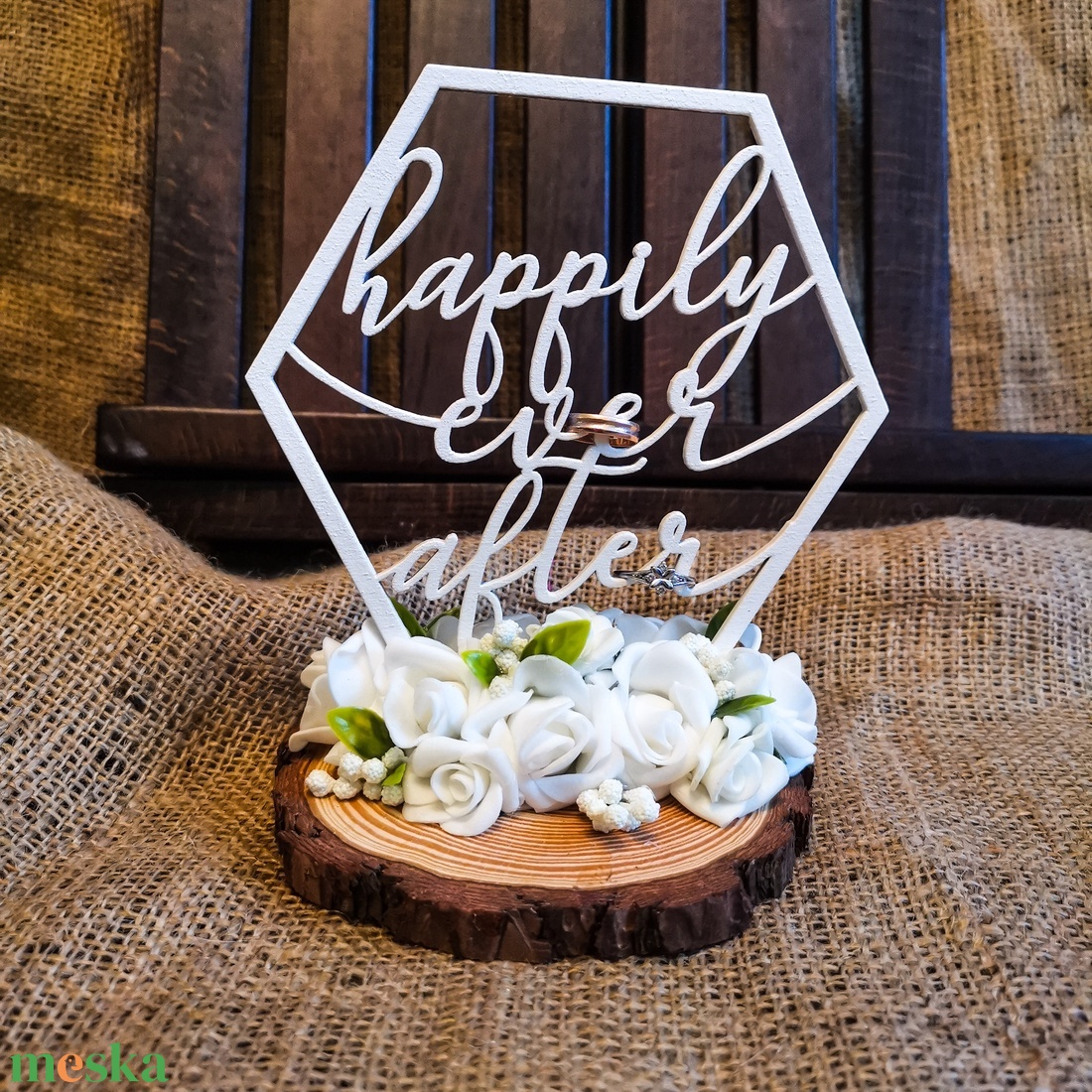 Happily Ever After esküvői gyűrűtartó  - esküvő - kiegészítők - gyűrűtartó & gyűrűpárna - Meska.hu