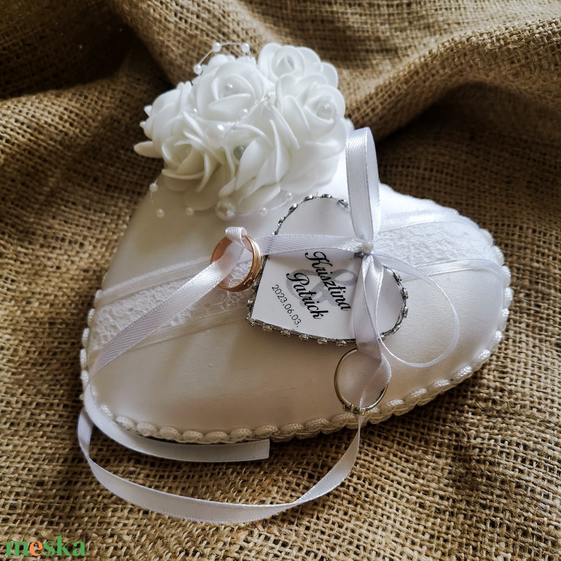 Pearl Shine gyűrűpárna esküvőre  - esküvő - kiegészítők - gyűrűtartó & gyűrűpárna - Meska.hu