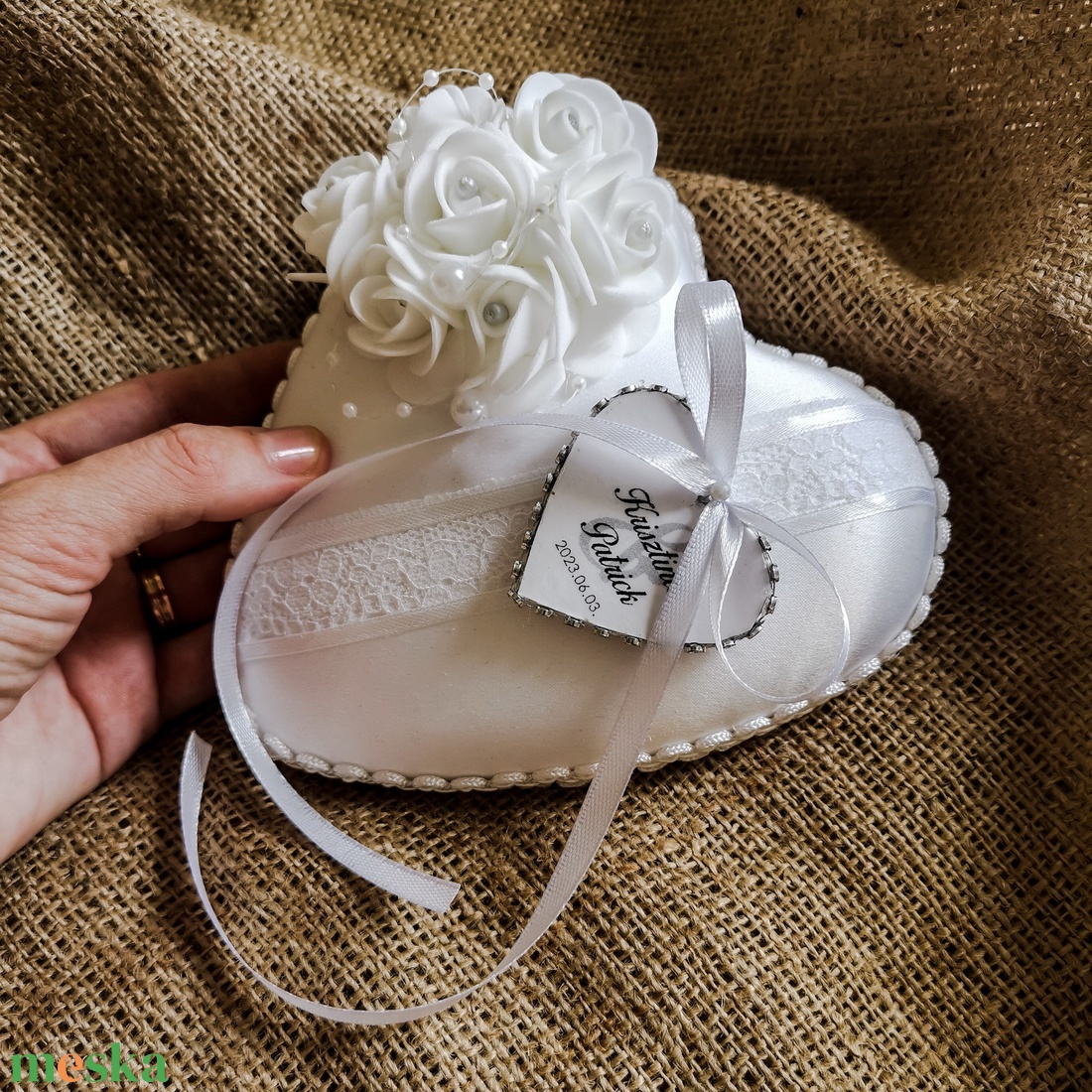 Pearl Shine gyűrűpárna esküvőre  - esküvő - kiegészítők - gyűrűtartó & gyűrűpárna - Meska.hu