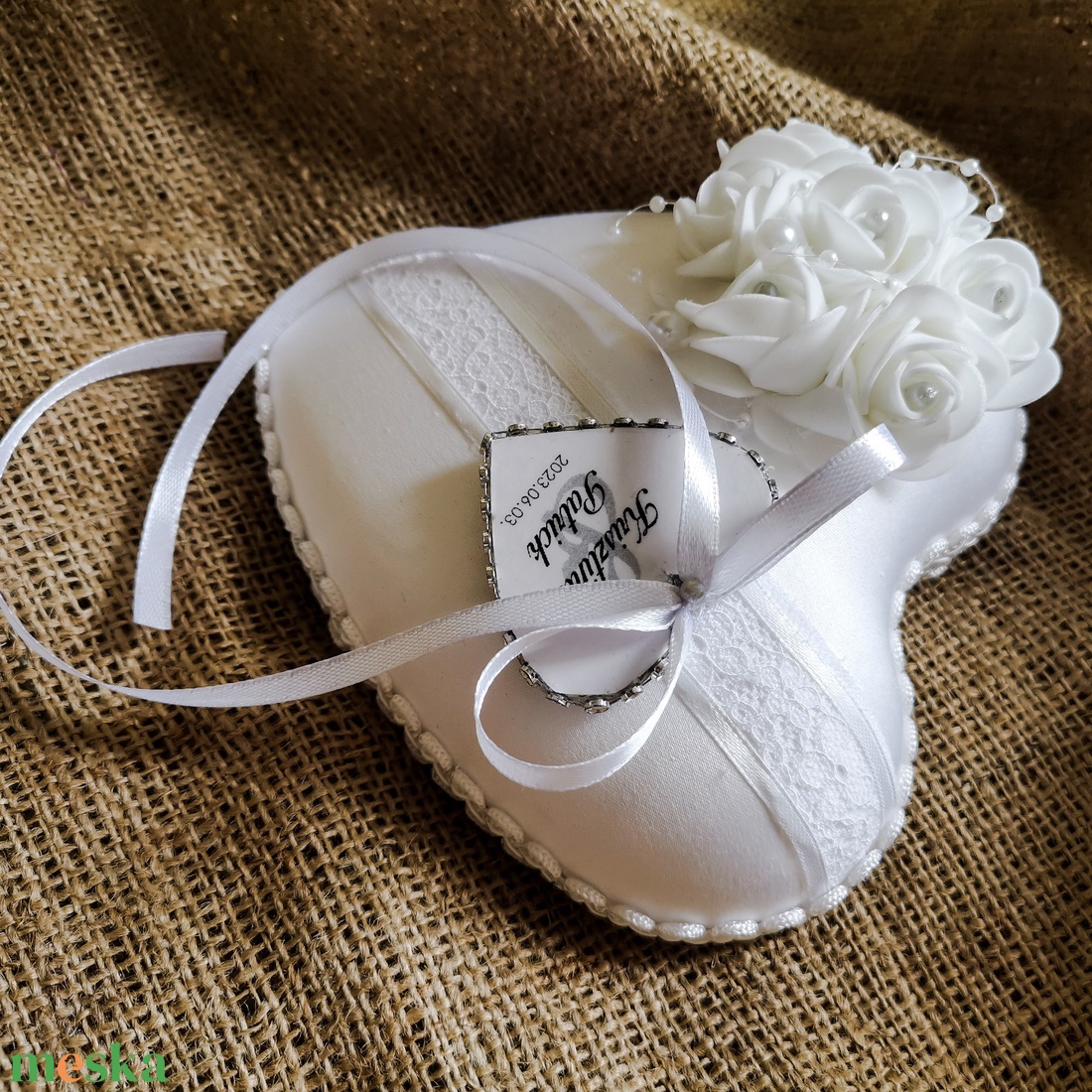 Pearl Shine gyűrűpárna esküvőre  - esküvő - kiegészítők - gyűrűtartó & gyűrűpárna - Meska.hu