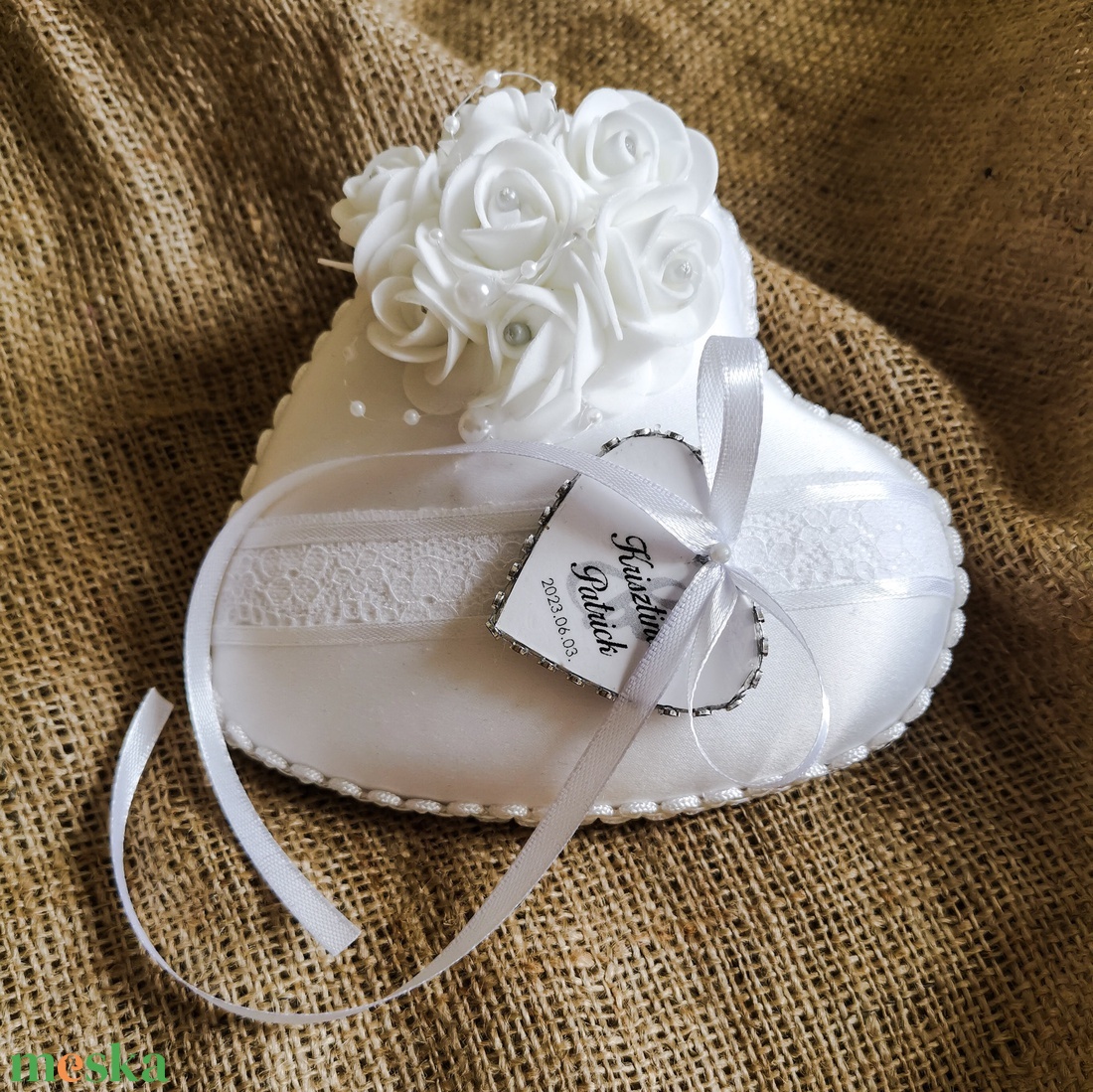 Pearl Shine gyűrűpárna esküvőre  - esküvő - kiegészítők - gyűrűtartó & gyűrűpárna - Meska.hu