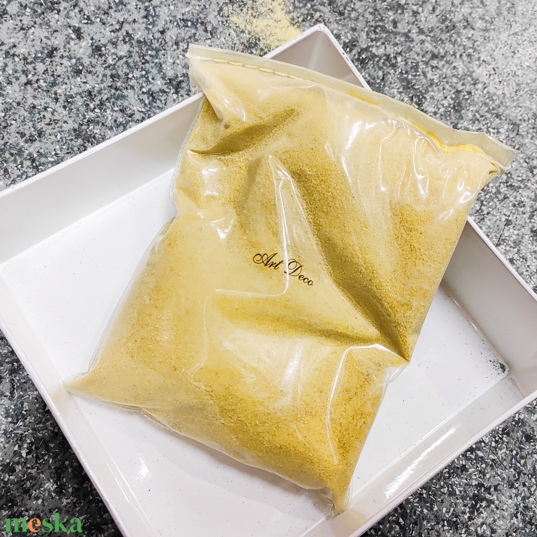 Sárga dekor homok mikro  0,60,8 mm, 450 g - kellékek & szerszámok - vegyes alapanyag - egyéb alapanyag - Meska.hu