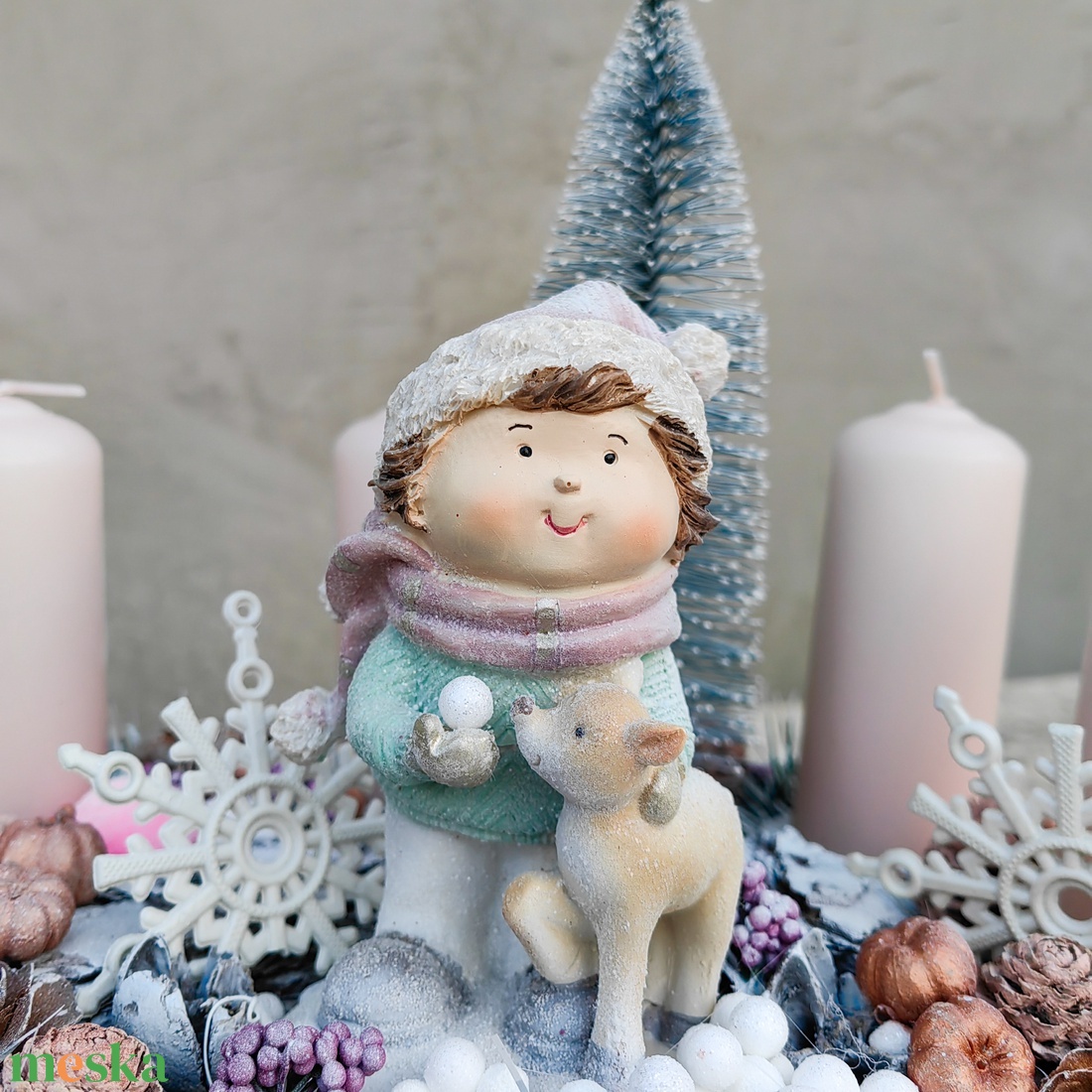 Rózsaszín-fehér adventi asztali dísz - esküvő - dekoráció - asztaldísz - Meska.hu Rózsaszín-fehér adventi asztali dísz - esküvő - dekoráció - asztaldísz - Meska.hu