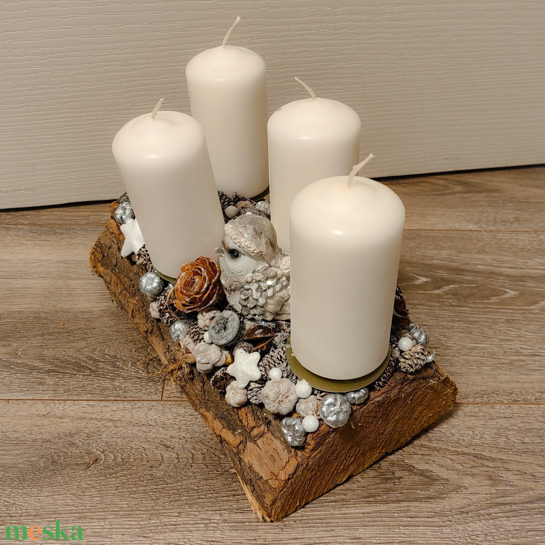 Fahasábra ültetett adventi koszorú - karácsony - adventi díszek - adventi asztaldísz - Meska.hu