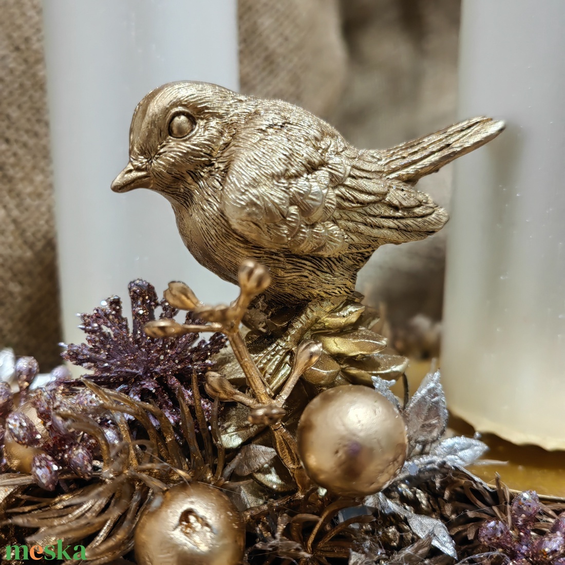 Fahasábra ültetett adventi koszorú - karácsony - adventi díszek - adventi asztaldísz - Meska.hu