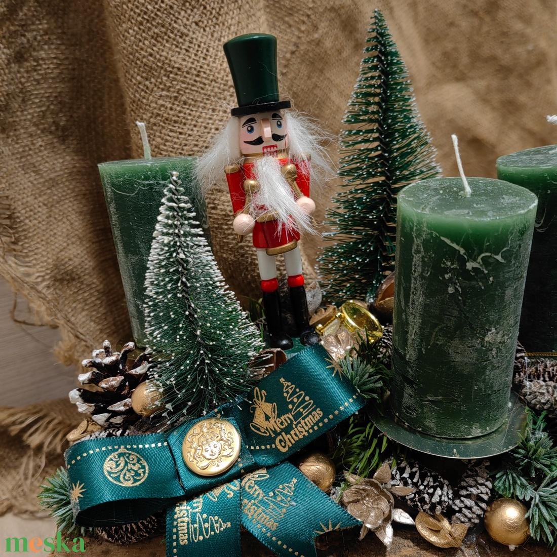 Fahasábra ültetett adventi koszorú - karácsony - adventi díszek - adventi asztaldísz - Meska.hu