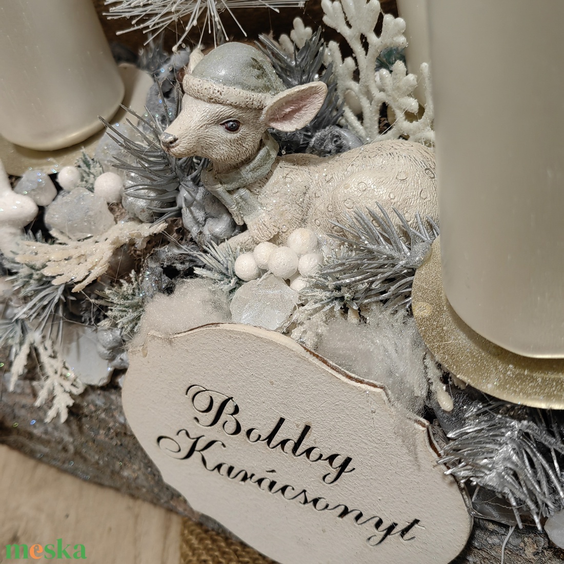 Fahasábra ültetett adventi koszorú - karácsony - adventi díszek - adventi asztaldísz - Meska.hu