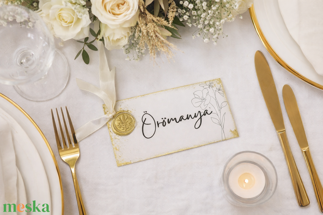 Golden Vintage ültetőkártya - esküvő - meghívó & kártya - ültetési rend - Meska.hu