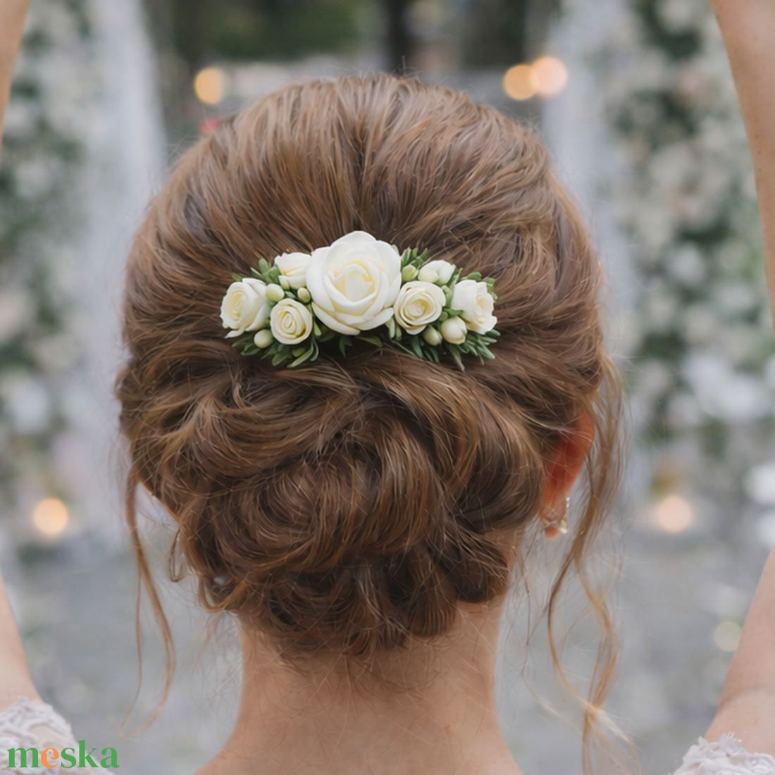 Greenery stílusú esküvői hajdísz - esküvő - hajdísz - kontydísz & hajdísz - Meska.hu