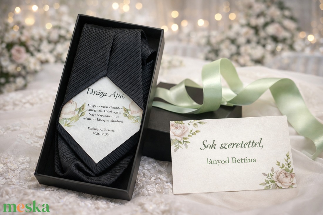 Örömapa/tanú köszönő nyakkendő egyedi grafikával - esküvő - emlék & ajándék - köszönőajándék - Meska.hu