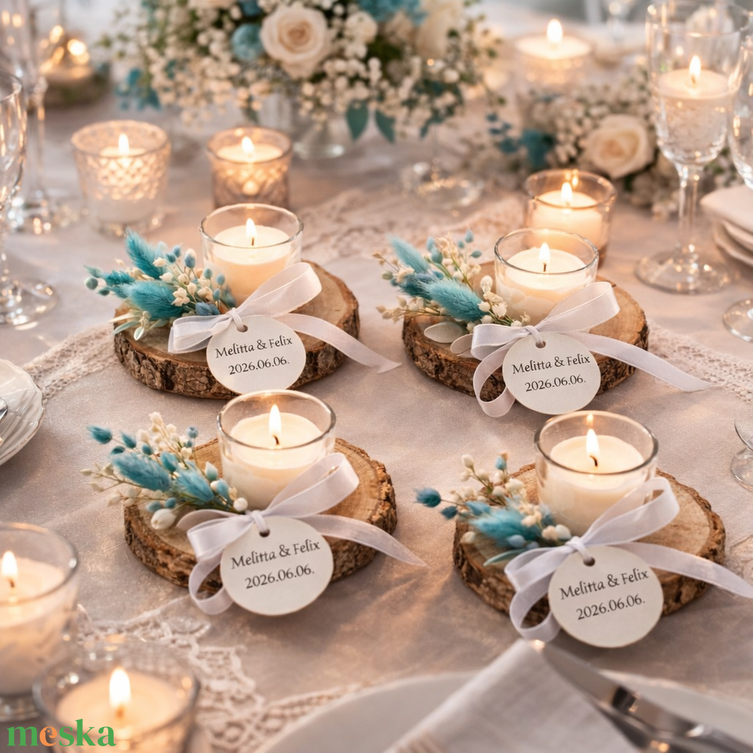 Fahasábra ültetett esküvői köszönő mécses - esküvő - emlék & ajándék - köszönőajándék - Meska.hu