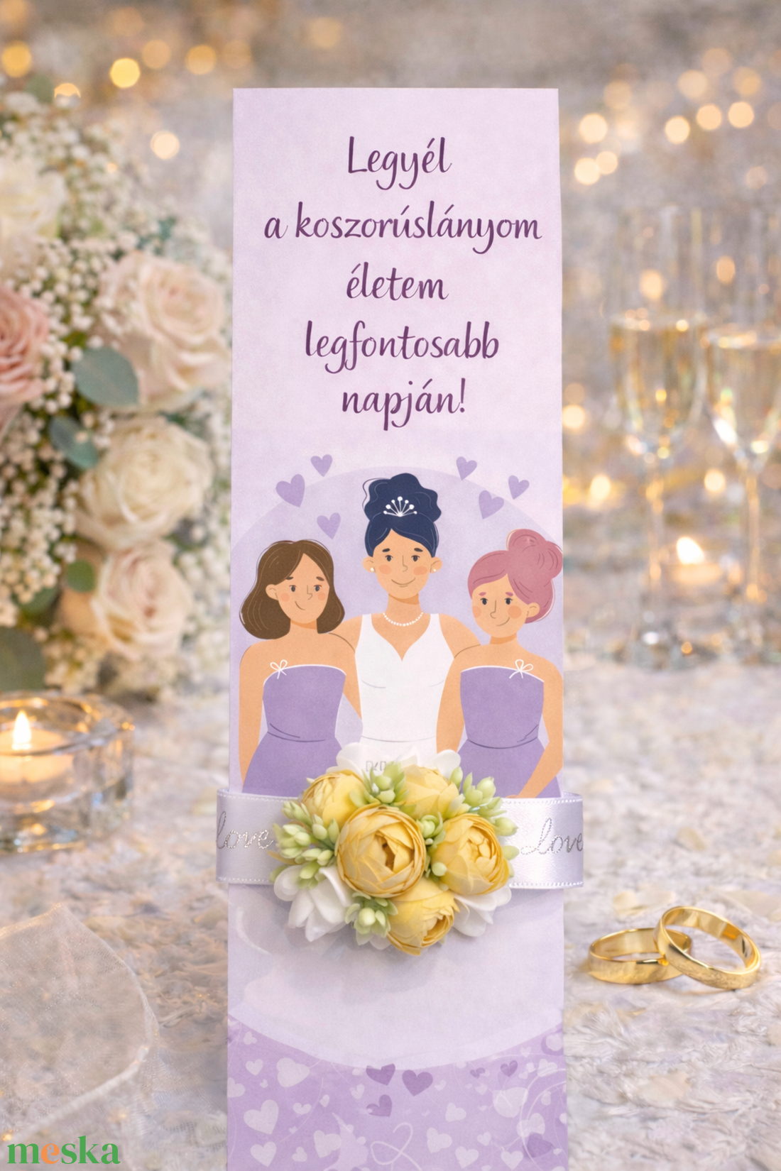 Koszorúslány felkérő csuklószalaggal - esküvő - meghívó & kártya - koszorúslány felkérő - Meska.hu