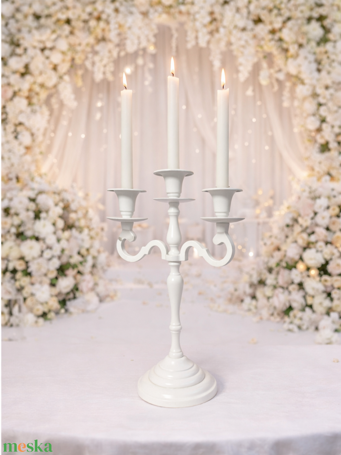 Fehér, 3 ágú gyertyatartó - esküvő - dekoráció - gyertya & gyertyatartó - Meska.hu