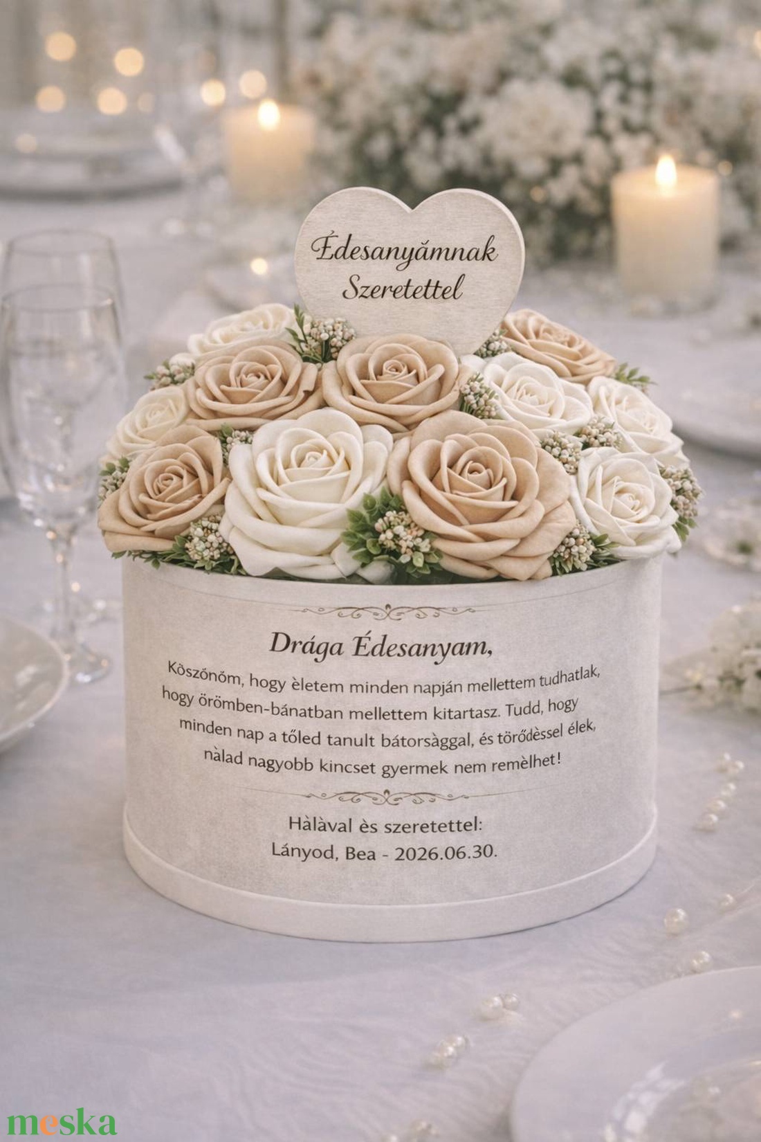 Virágbox bármely alkalomra - szülőköszöntő ajándék- személyre szabható - esküvő - emlék & ajándék - szülőköszöntő ajándék - Meska.hu