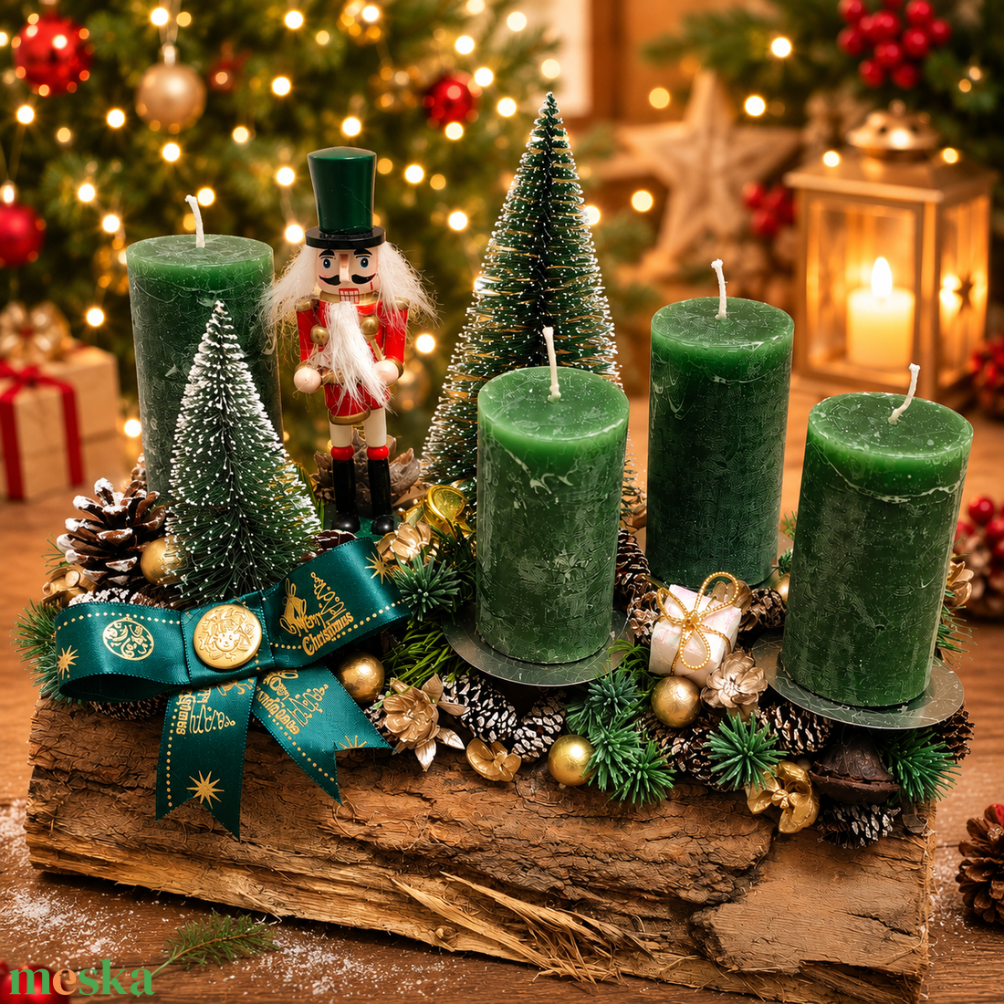 Fahasábra ültetett adventi koszorú - karácsony - adventi díszek - adventi koszorú - Meska.hu