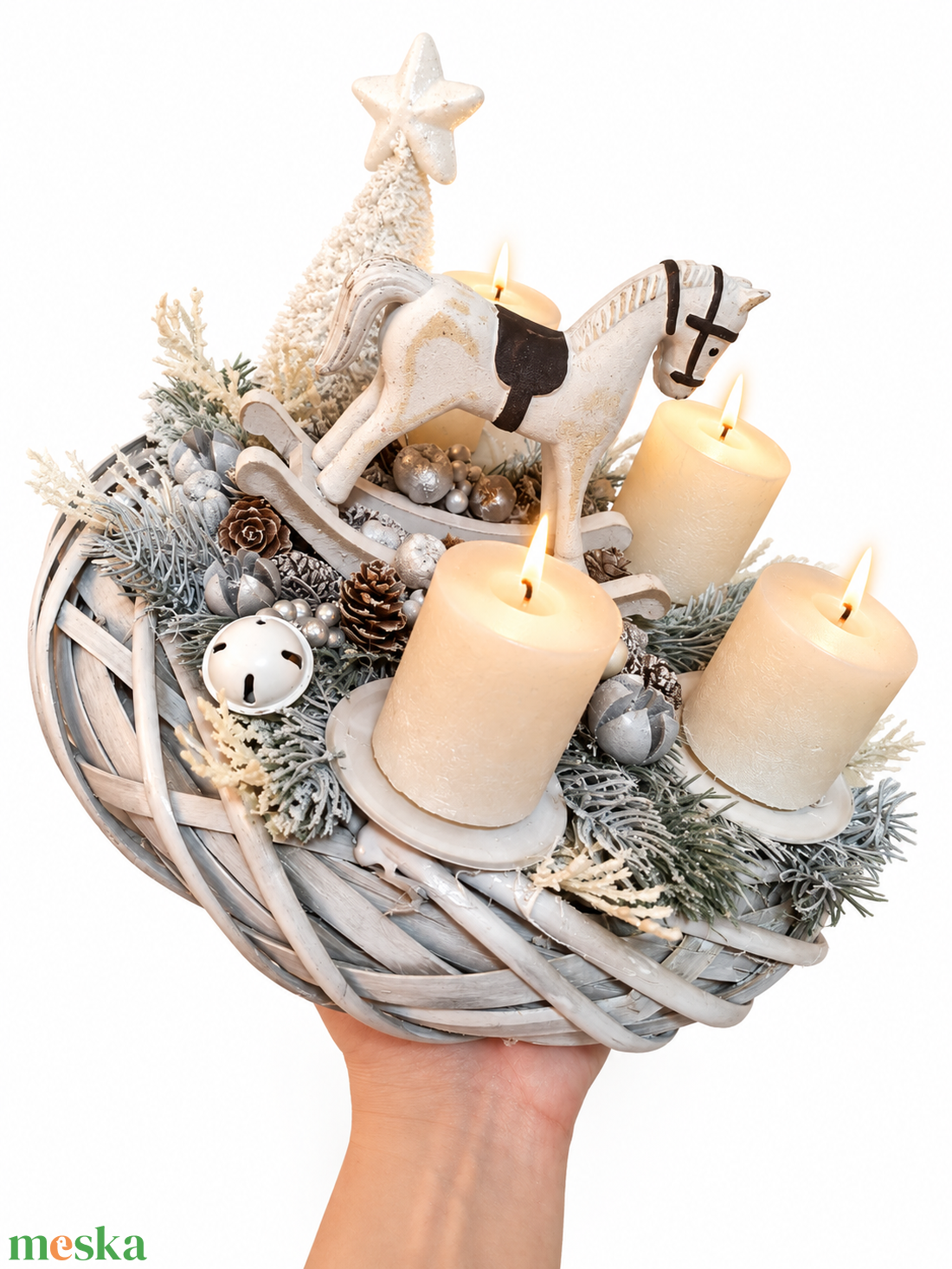 Hintalovas adventi asztali dísz - karácsony - adventi díszek - adventi koszorú - Meska.hu