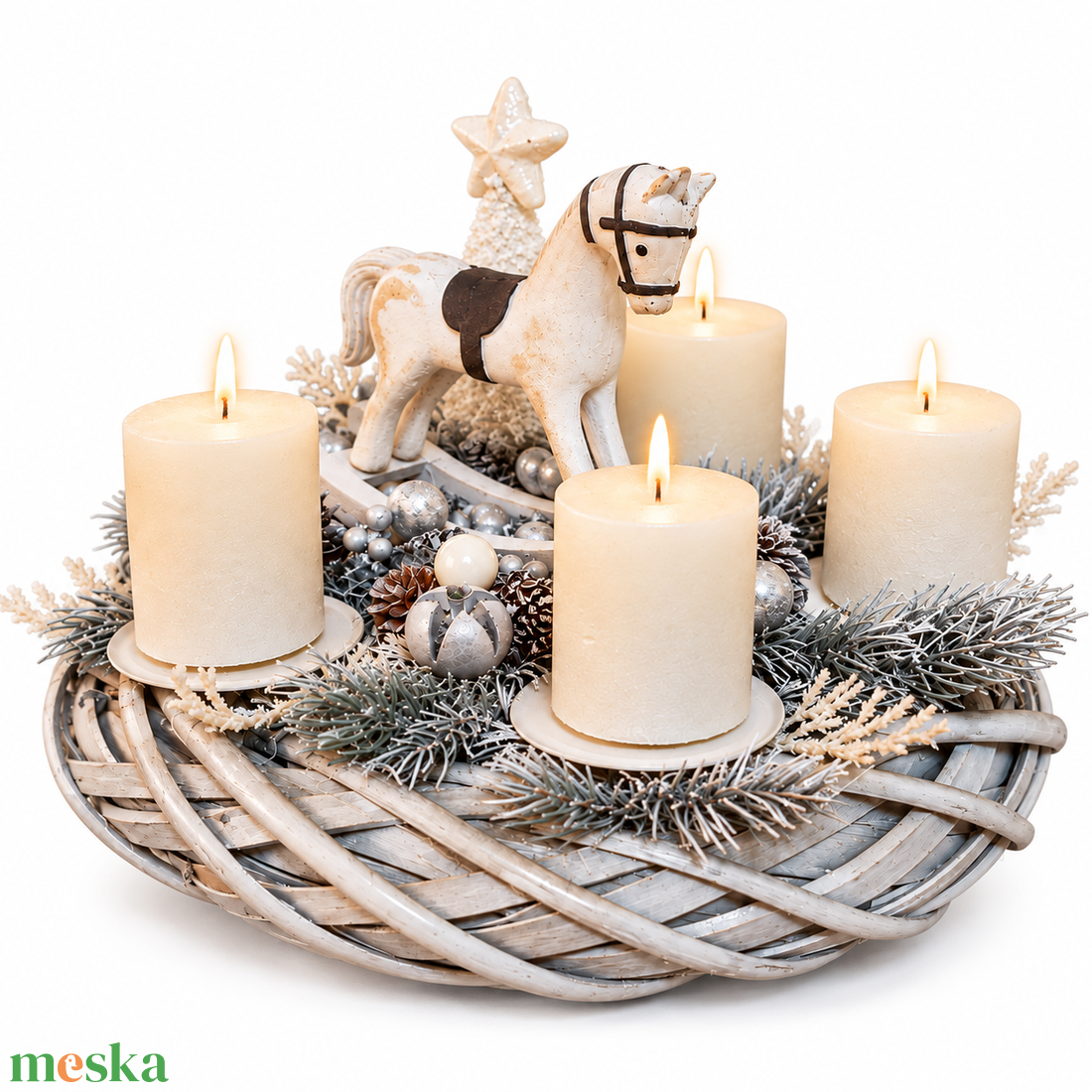 Hintalovas adventi asztali dísz - karácsony - adventi díszek - adventi koszorú - Meska.hu