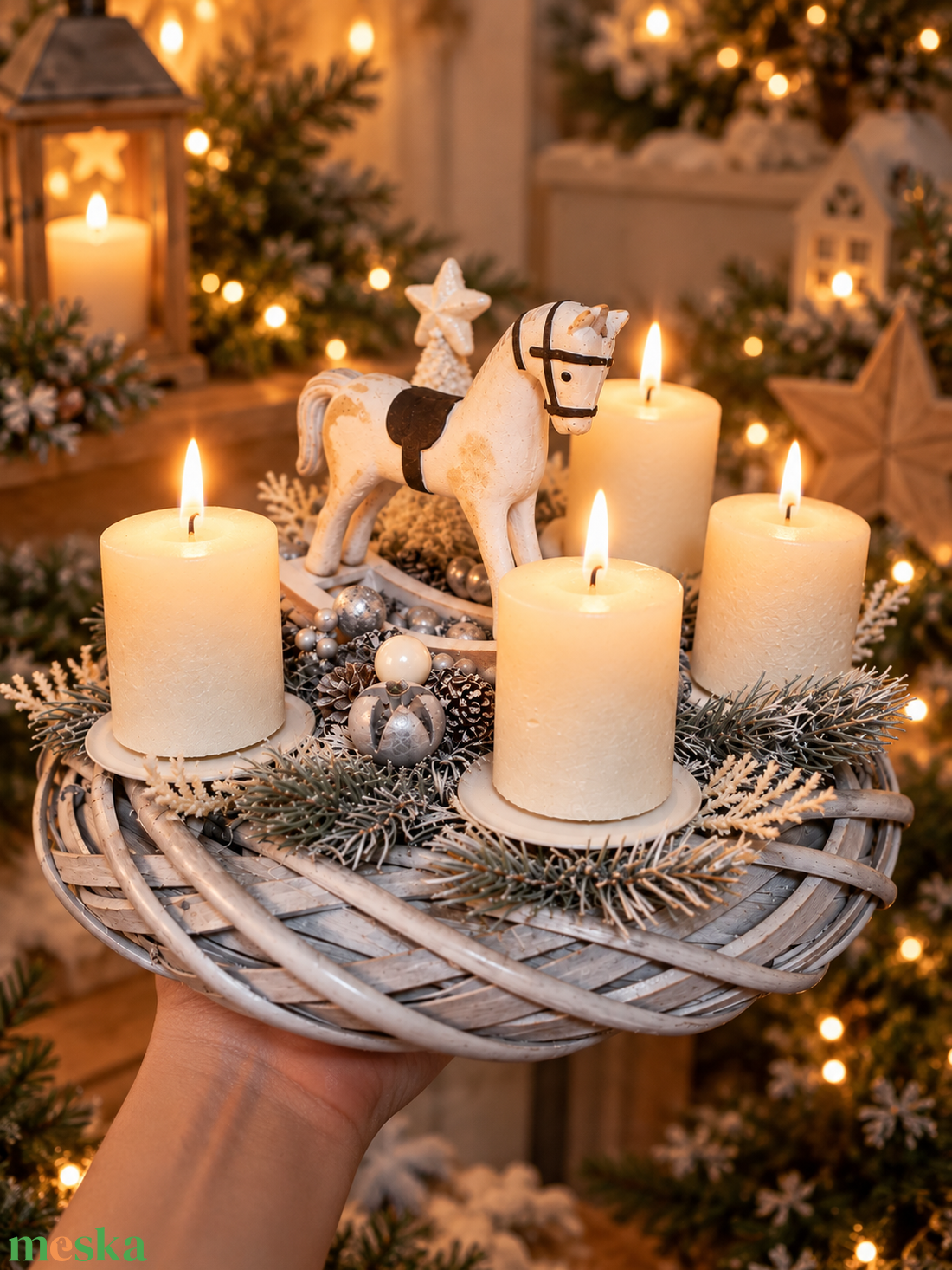 Hintalovas adventi asztali dísz - karácsony - adventi díszek - adventi koszorú - Meska.hu