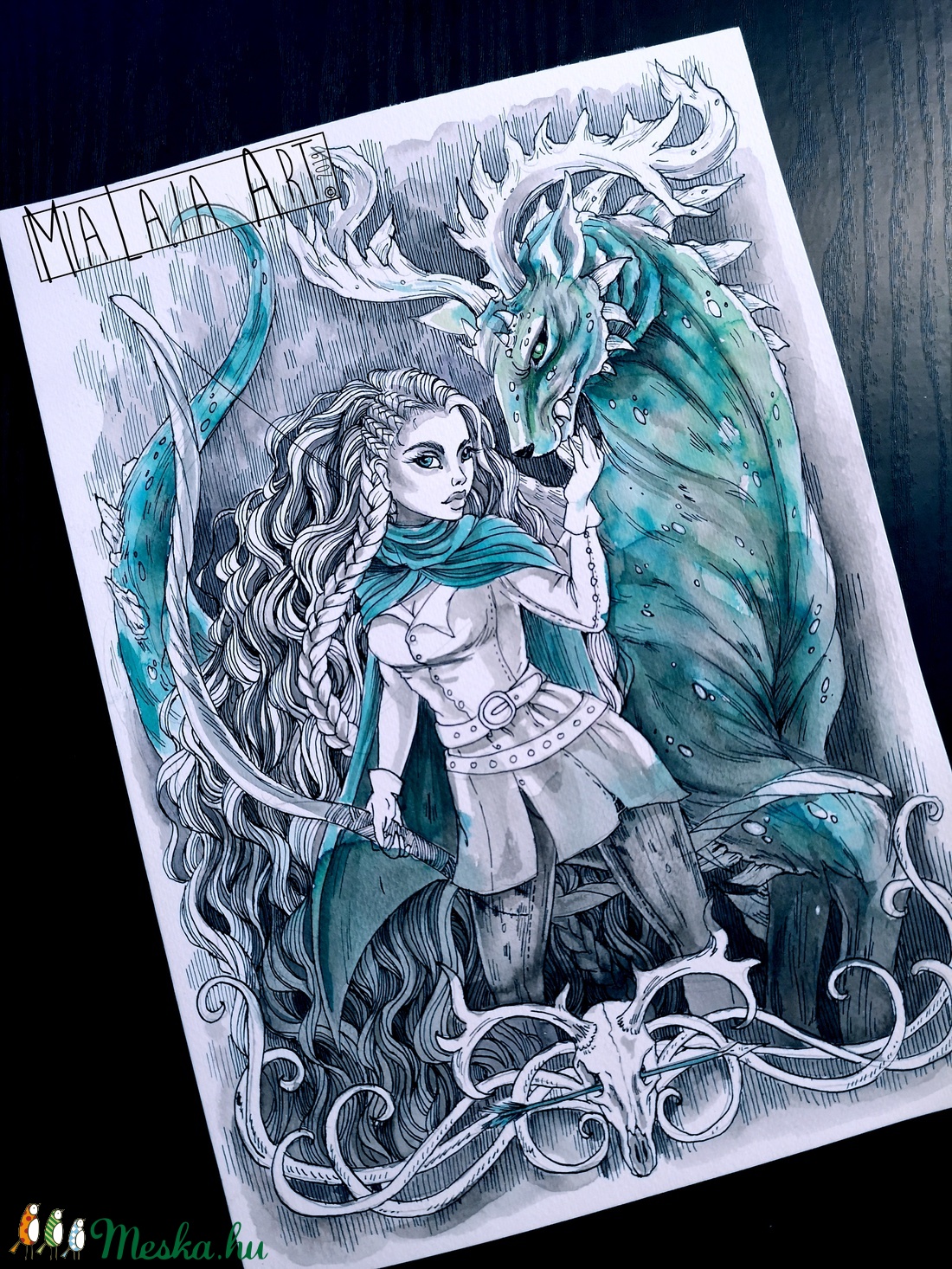 Artemis, a szörnyek pásztora festmény - művészet - festmény - akvarell - Meska.hu