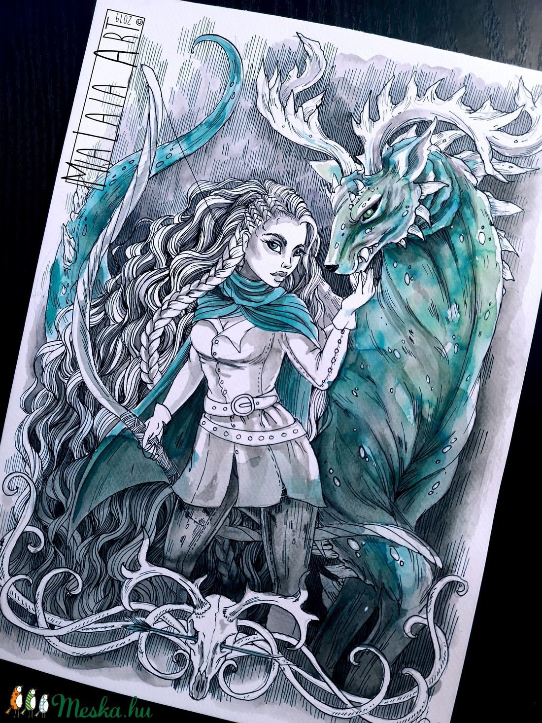 Artemis, a szörnyek pásztora festmény - művészet - festmény - akvarell - Meska.hu