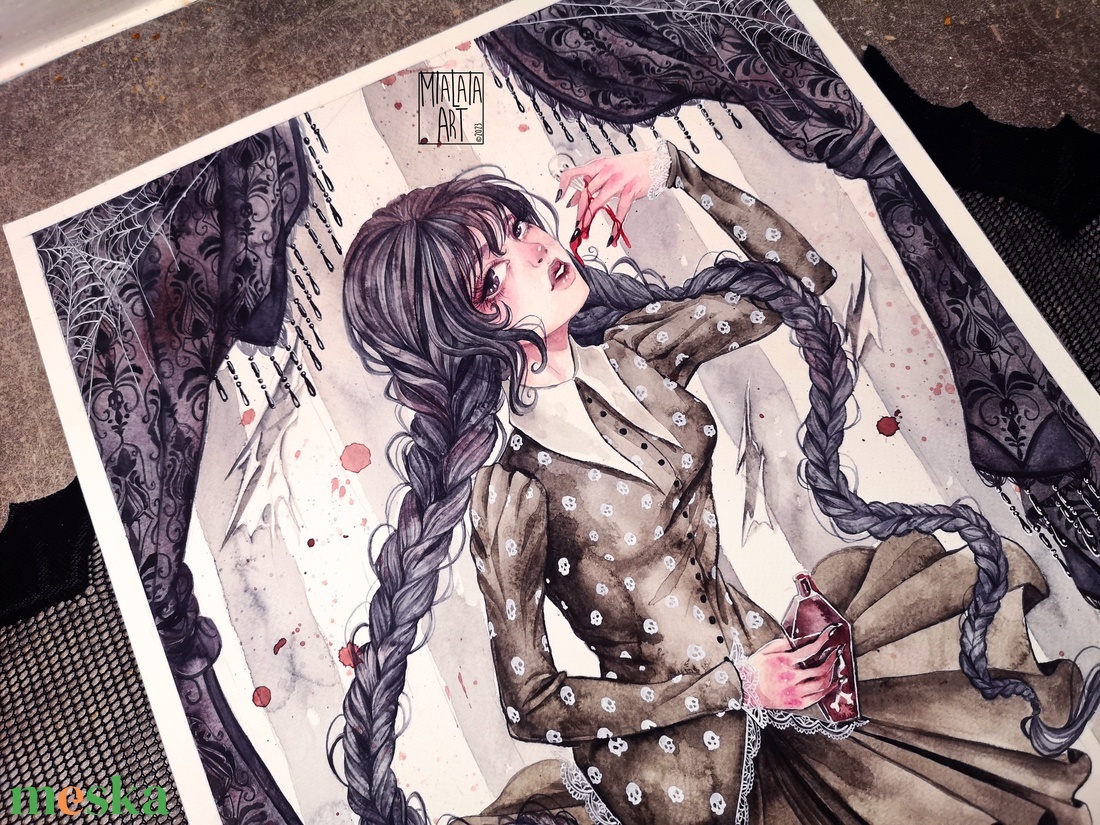 Wednesday Addams Fanart Print - művészet - festmény - akvarell - Meska.hu Wednesday Addams Fanart Print - művészet - festmény - akvarell - Meska.hu