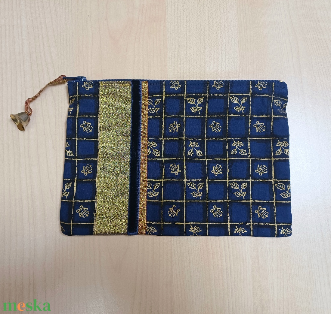 Sötétkék-arany karácsonyi nesszeszer - táska & tok - neszesszer - Meska.hu
