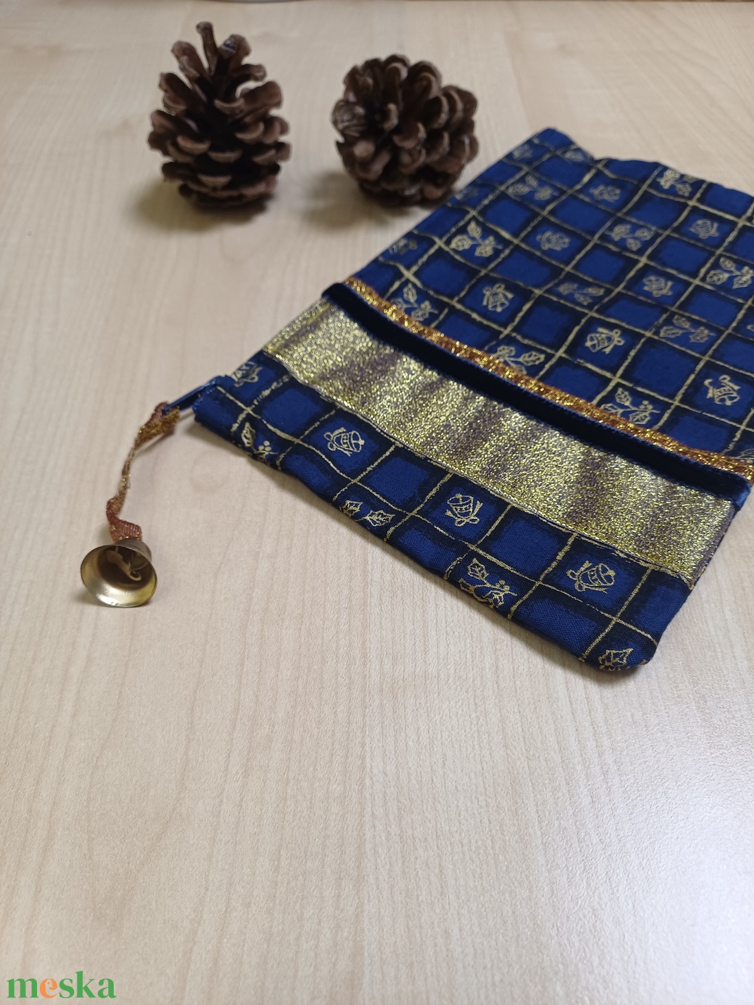 Sötétkék-arany karácsonyi nesszeszer - táska & tok - neszesszer - Meska.hu