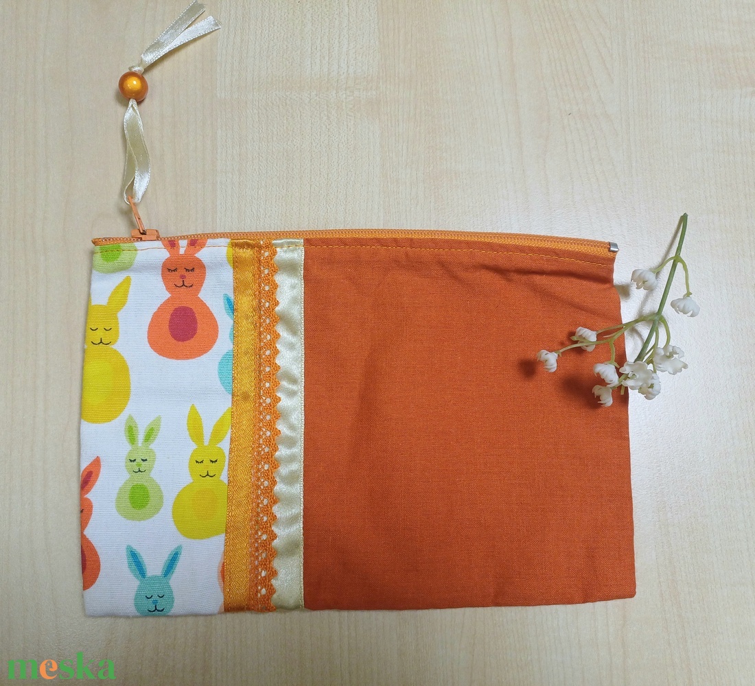 Narancssárga nyulas nesszeszer - táska & tok - neszesszer - Meska.hu