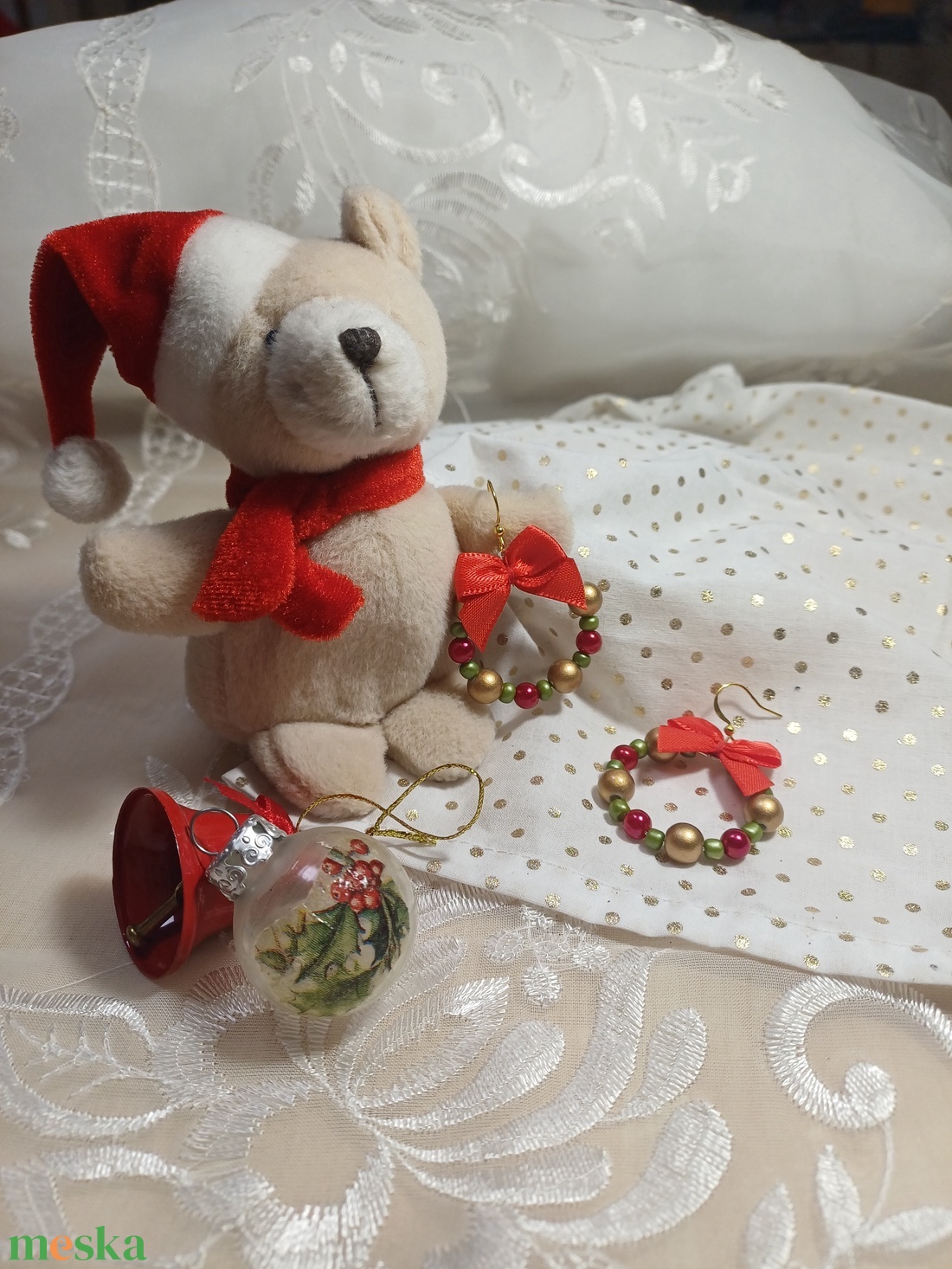 Adventi koszorú fülbevaló - ékszer - fülbevaló - lógós kerek fülbevaló - Meska.hu Adventi koszorú fülbevaló - ékszer - fülbevaló - lógós kerek fülbevaló - Meska.hu