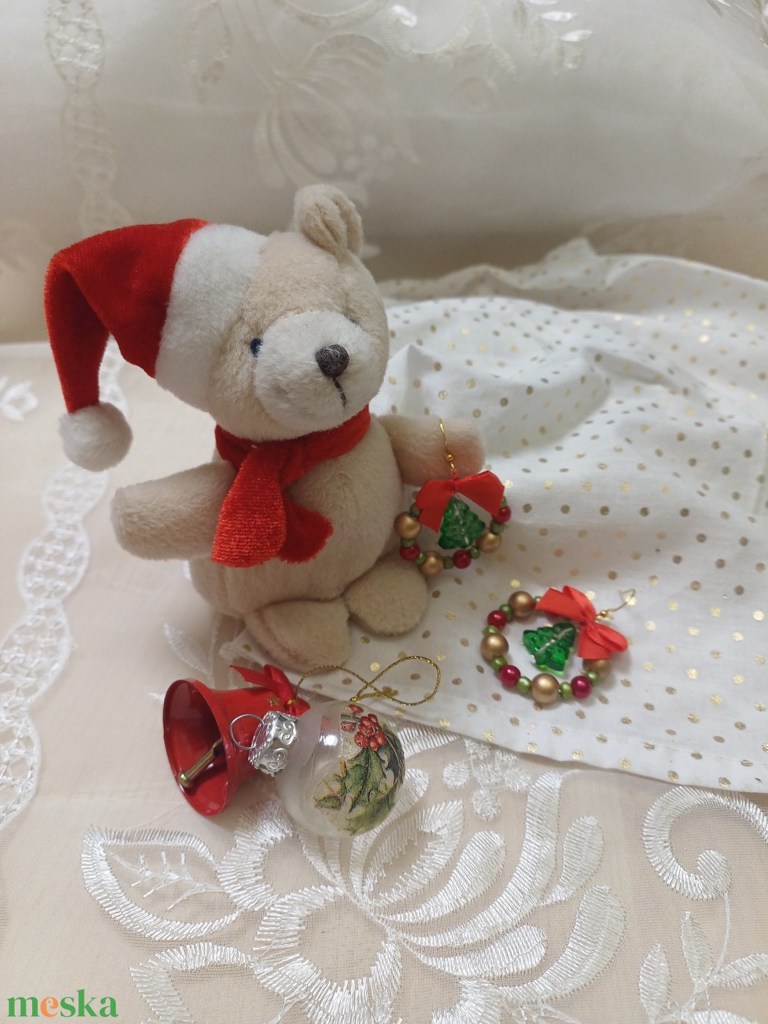 Adventi koszorú fülbevaló fenyőfával - ékszer - fülbevaló - lógós kerek fülbevaló - Meska.hu Adventi koszorú fülbevaló fenyőfával - ékszer - fülbevaló - lógós kerek fülbevaló - Meska.hu