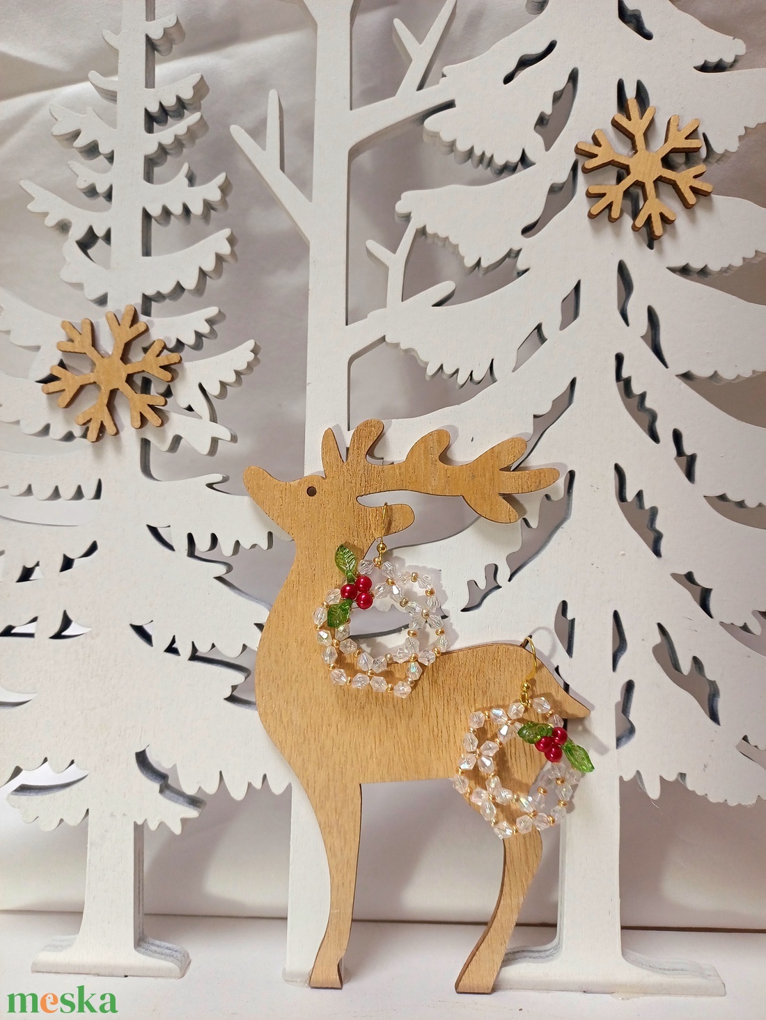 Gyöngykoszorú magyallal fülbevaló - ékszer - fülbevaló - lógós kerek fülbevaló - Meska.hu