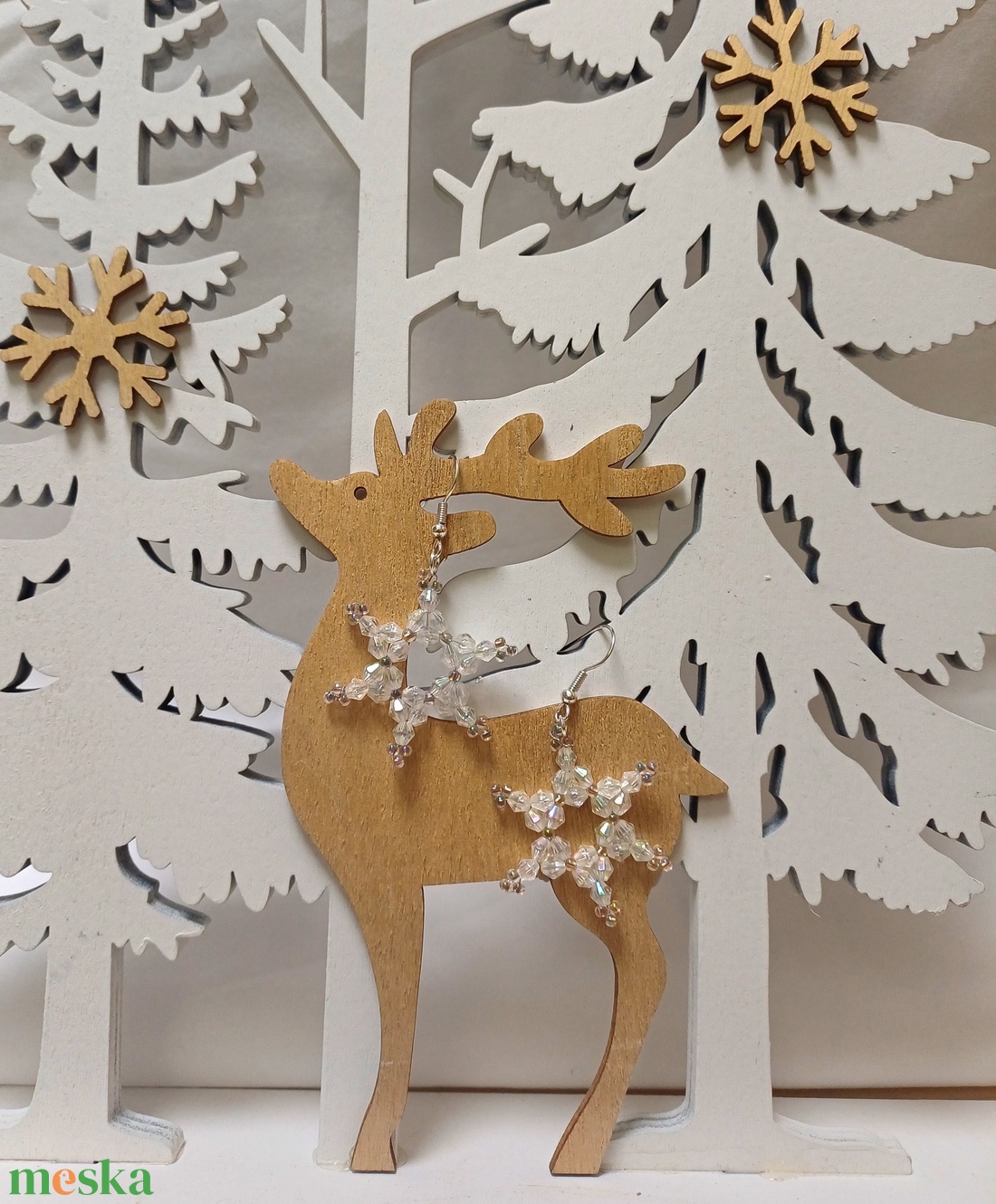 Csillogó hópehely fülbevaló  - ékszer - fülbevaló - lógó fülbevaló - Meska.hu