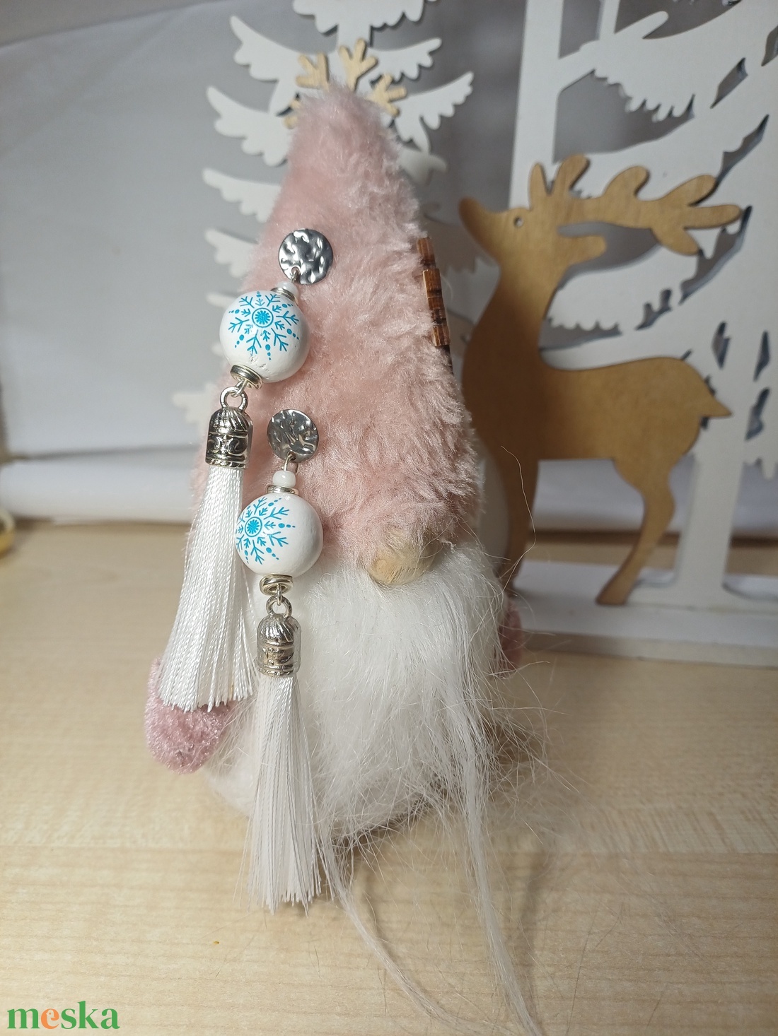 Téli fehér bojtos fülbevaló - ékszer - fülbevaló - rojtos fülbevaló - Meska.hu