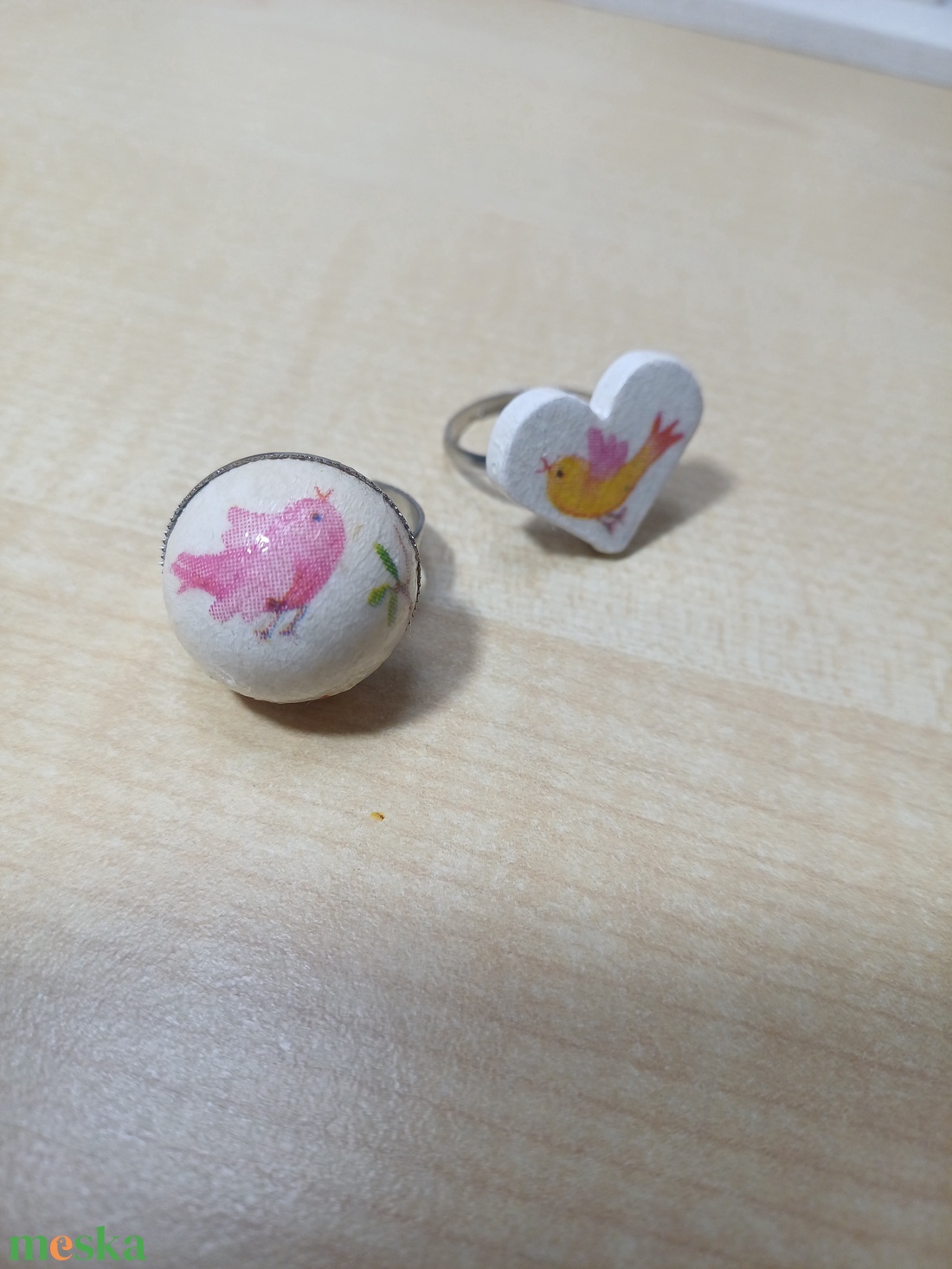 Madárkás szív alakú gyűrű - ékszer - gyűrű - figurális gyűrű - Meska.hu