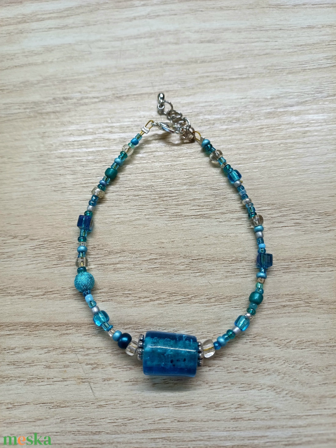 Türkizkék karkötő keleti hangulatban - ékszer - karkötő - gyöngyös karkötő - Meska.hu