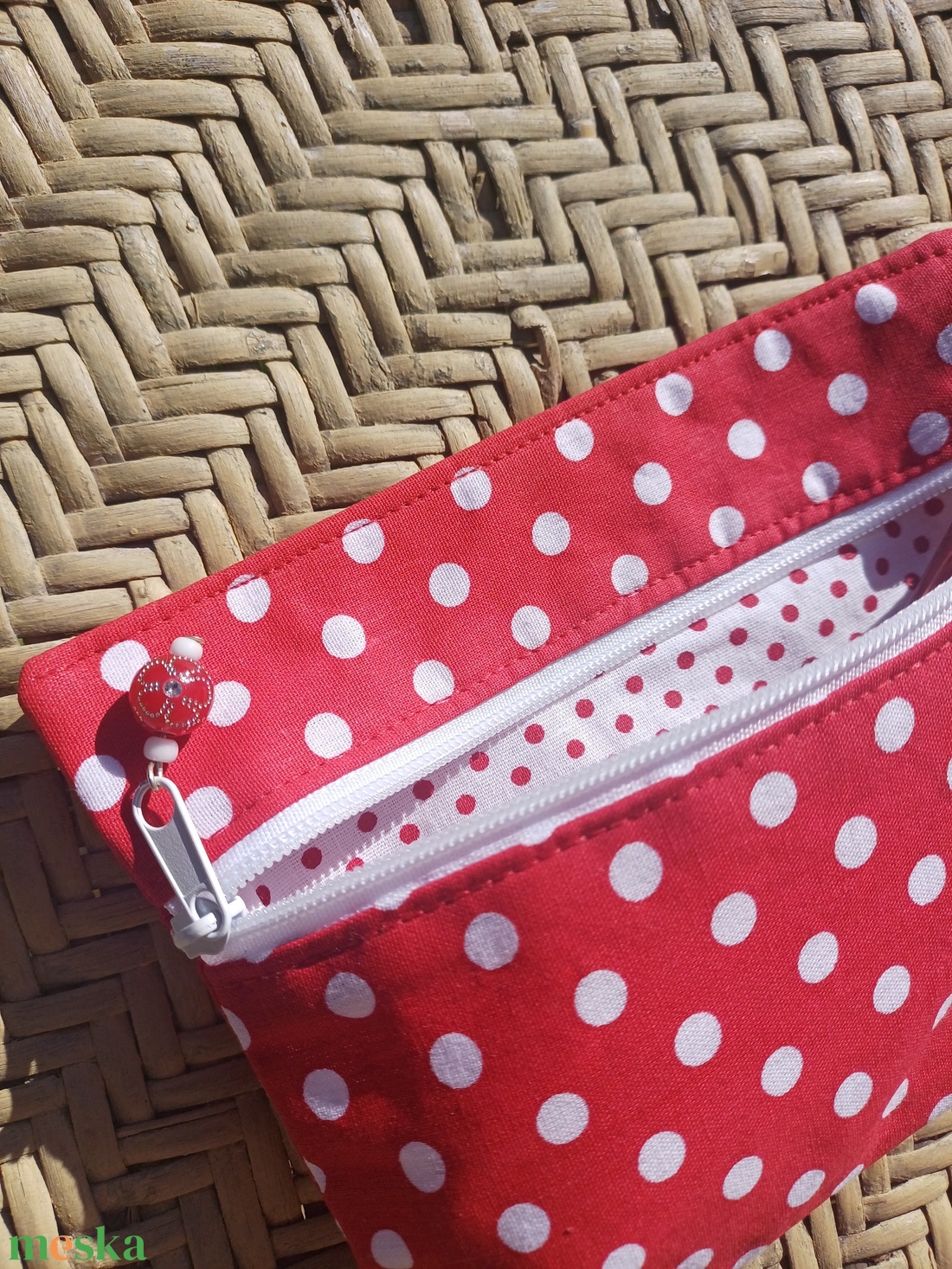 Piros pöttyös mini neszesszer  - táska & tok - neszesszer - Meska.hu