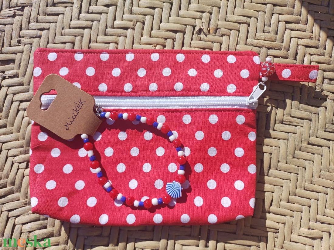 Piros pöttyös mini neszesszer  - táska & tok - neszesszer - Meska.hu