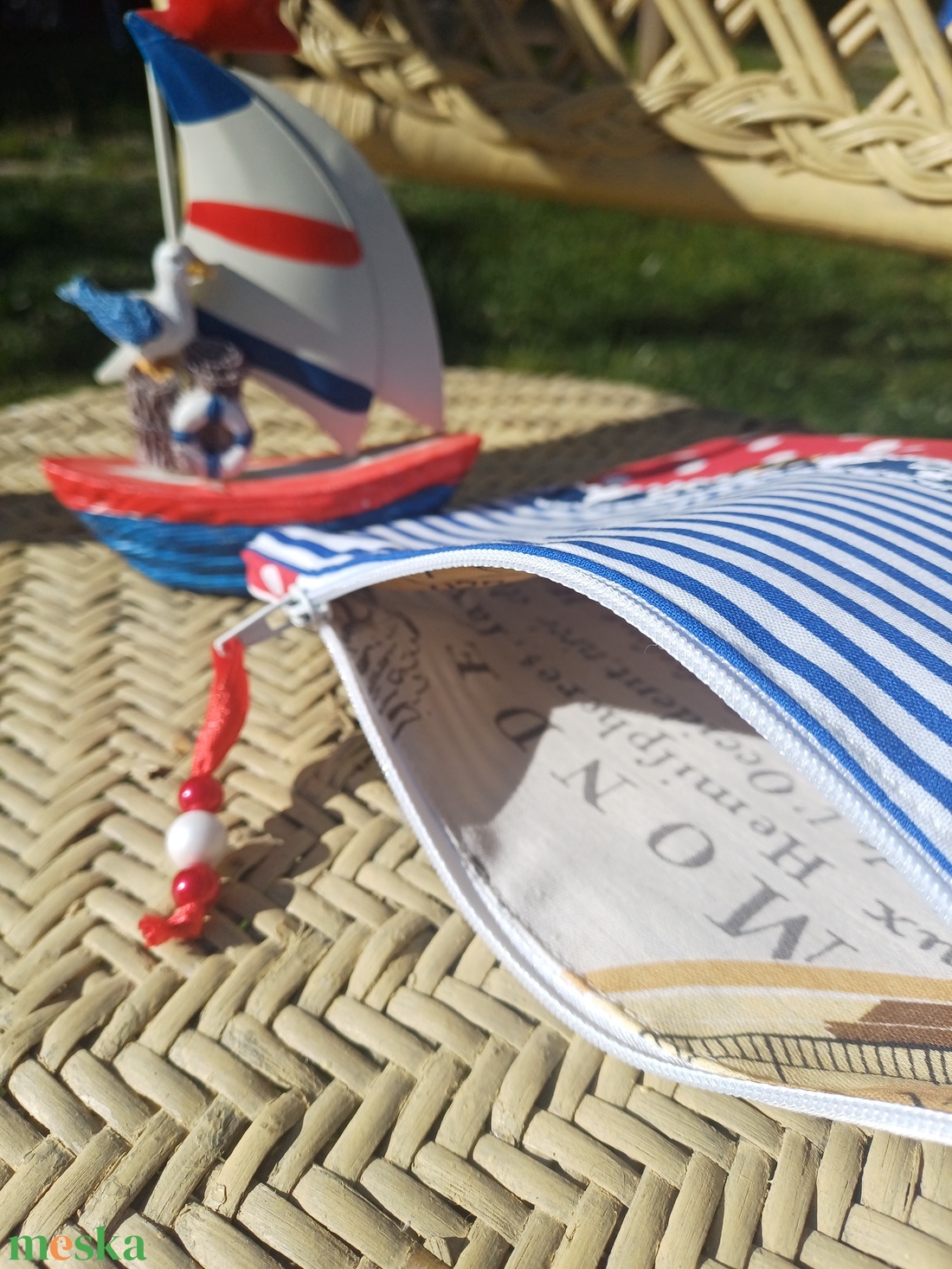 Tengerész mintás neszesszer csíkos-pöttyös - táska & tok - neszesszer - Meska.hu