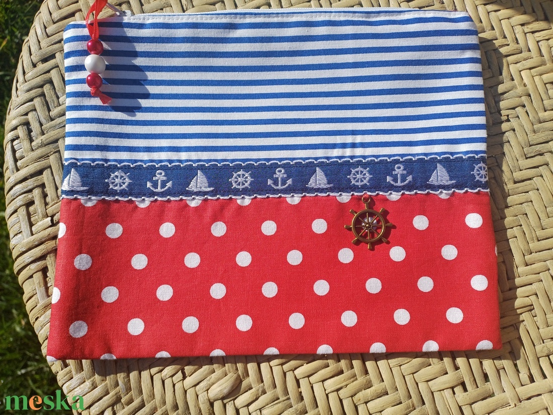 Tengerész mintás neszesszer csíkos-pöttyös - táska & tok - neszesszer - Meska.hu