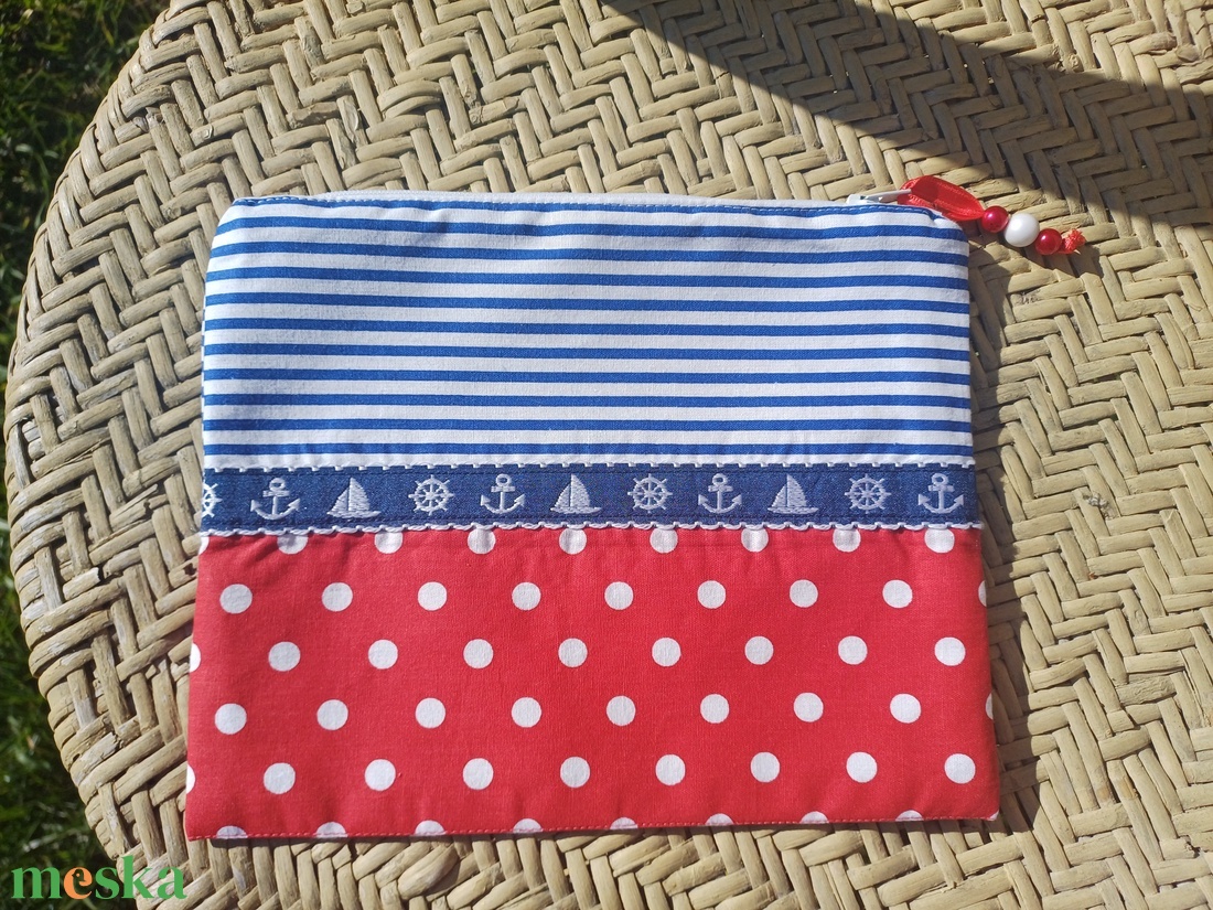 Tengerész mintás neszesszer csíkos-pöttyös - táska & tok - neszesszer - Meska.hu
