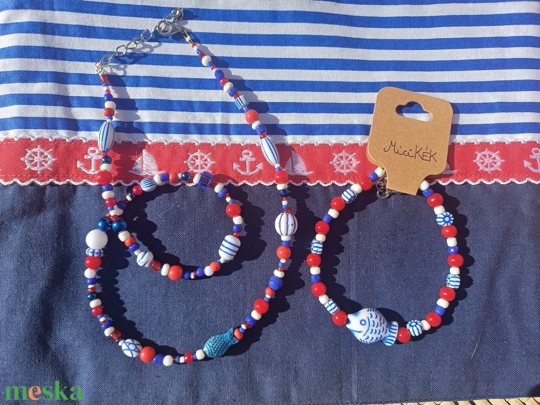 Tengerész mintás nyaklánc - ékszer - nyaklánc - gyöngyös nyaklánc - Meska.hu