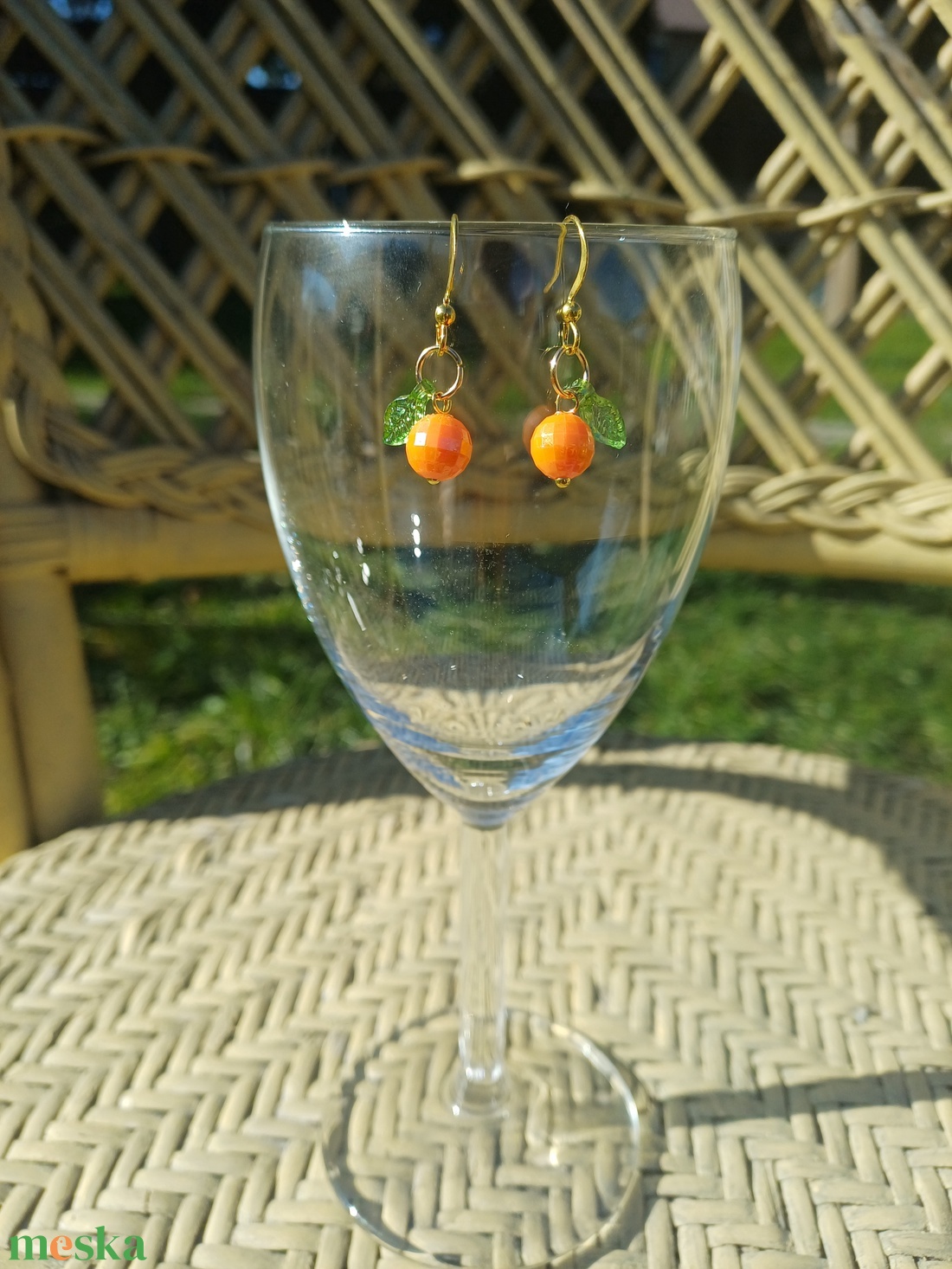 Kis narancs levéllel - fülbevaló  - ékszer - fülbevaló - lógó fülbevaló - Meska.hu