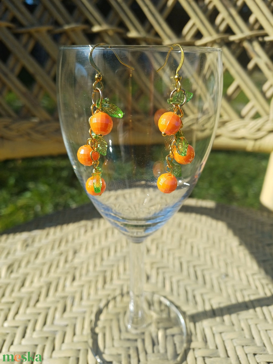 Narancs füzér fülbevaló  - ékszer - fülbevaló - lógó fülbevaló - Meska.hu