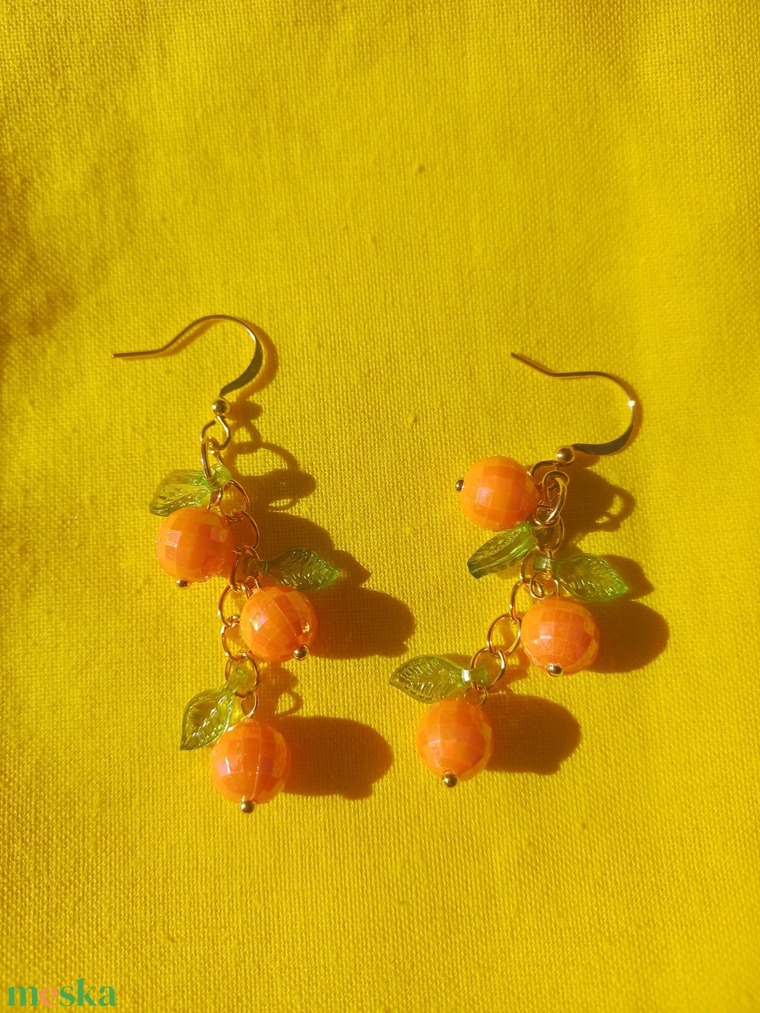 Narancs füzér fülbevaló  - ékszer - fülbevaló - lógó fülbevaló - Meska.hu