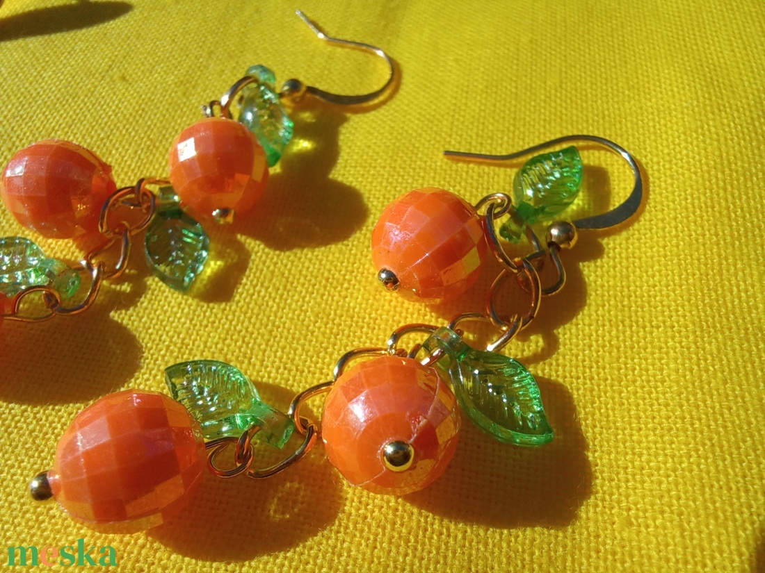 Narancs füzér fülbevaló  - ékszer - fülbevaló - lógó fülbevaló - Meska.hu
