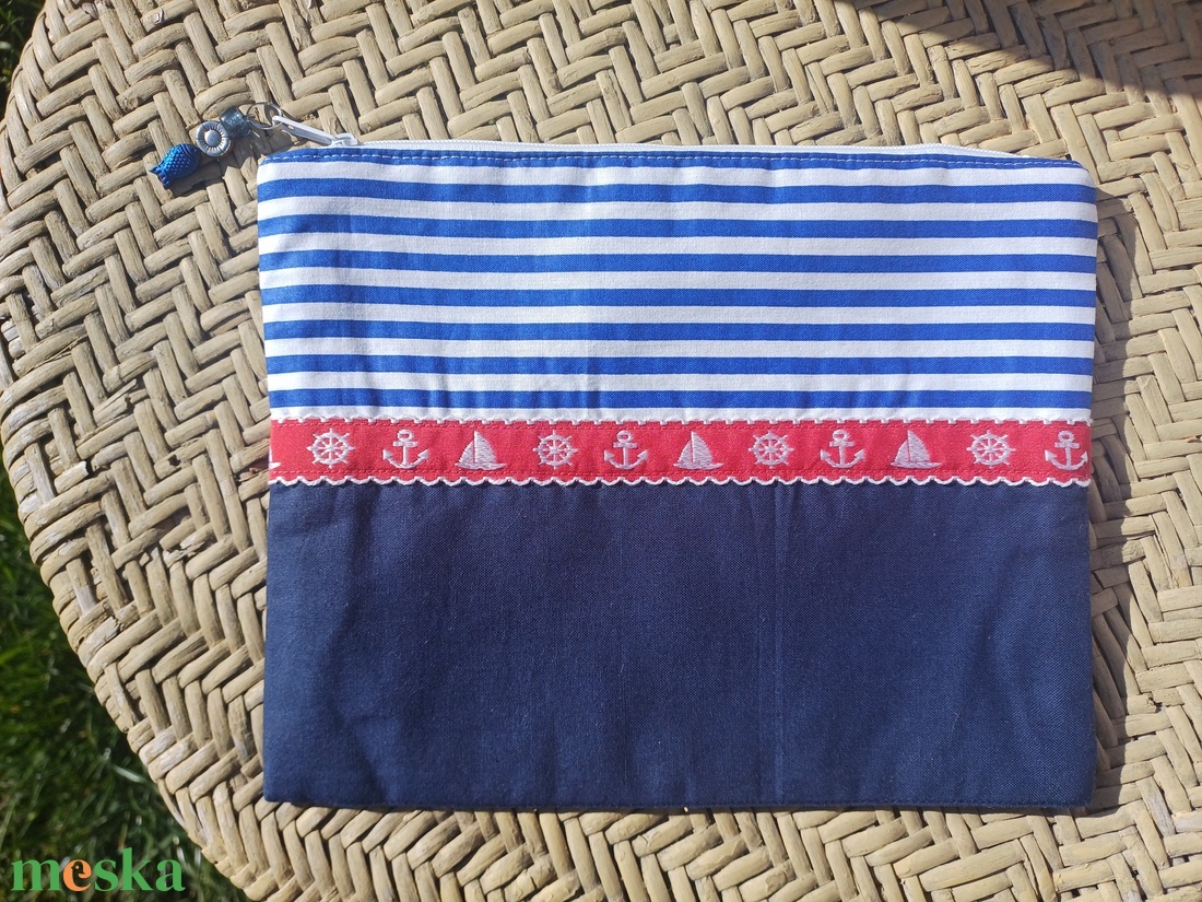 Tengerész mintás csíkos neszesszer - táska & tok - neszesszer - Meska.hu