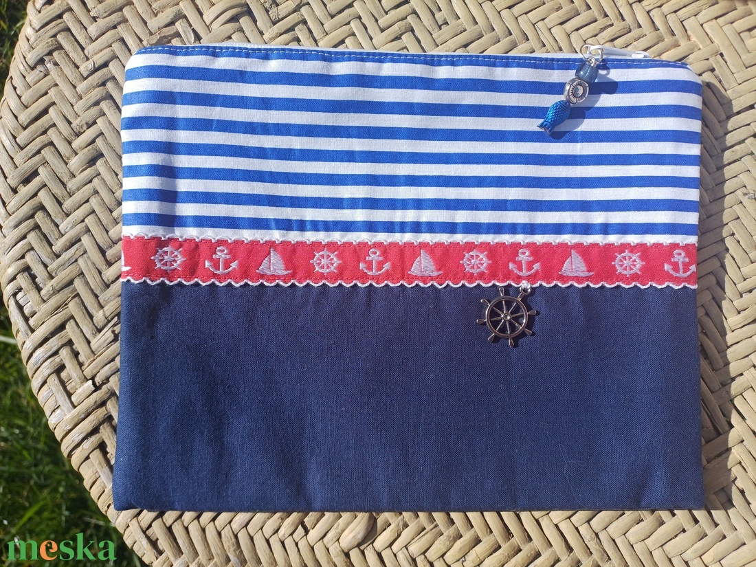 Tengerész mintás csíkos neszesszer - táska & tok - neszesszer - Meska.hu