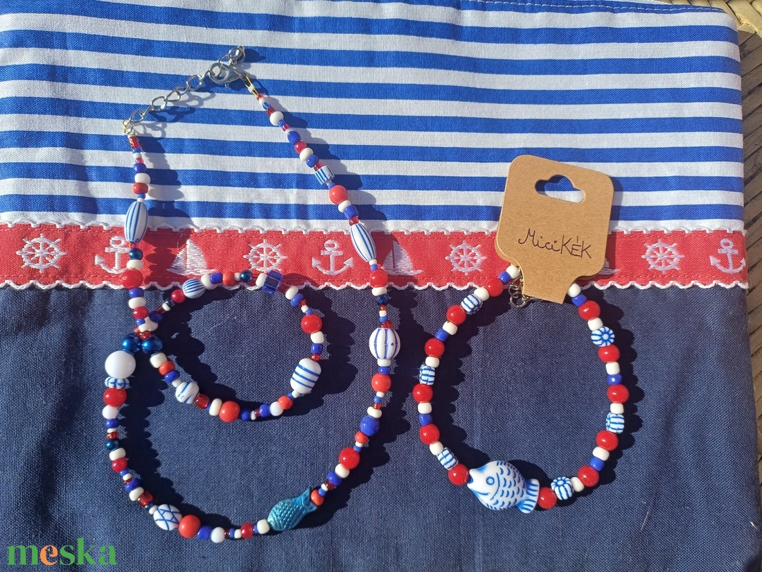 Tengerész mintás csíkos neszesszer - táska & tok - neszesszer - Meska.hu