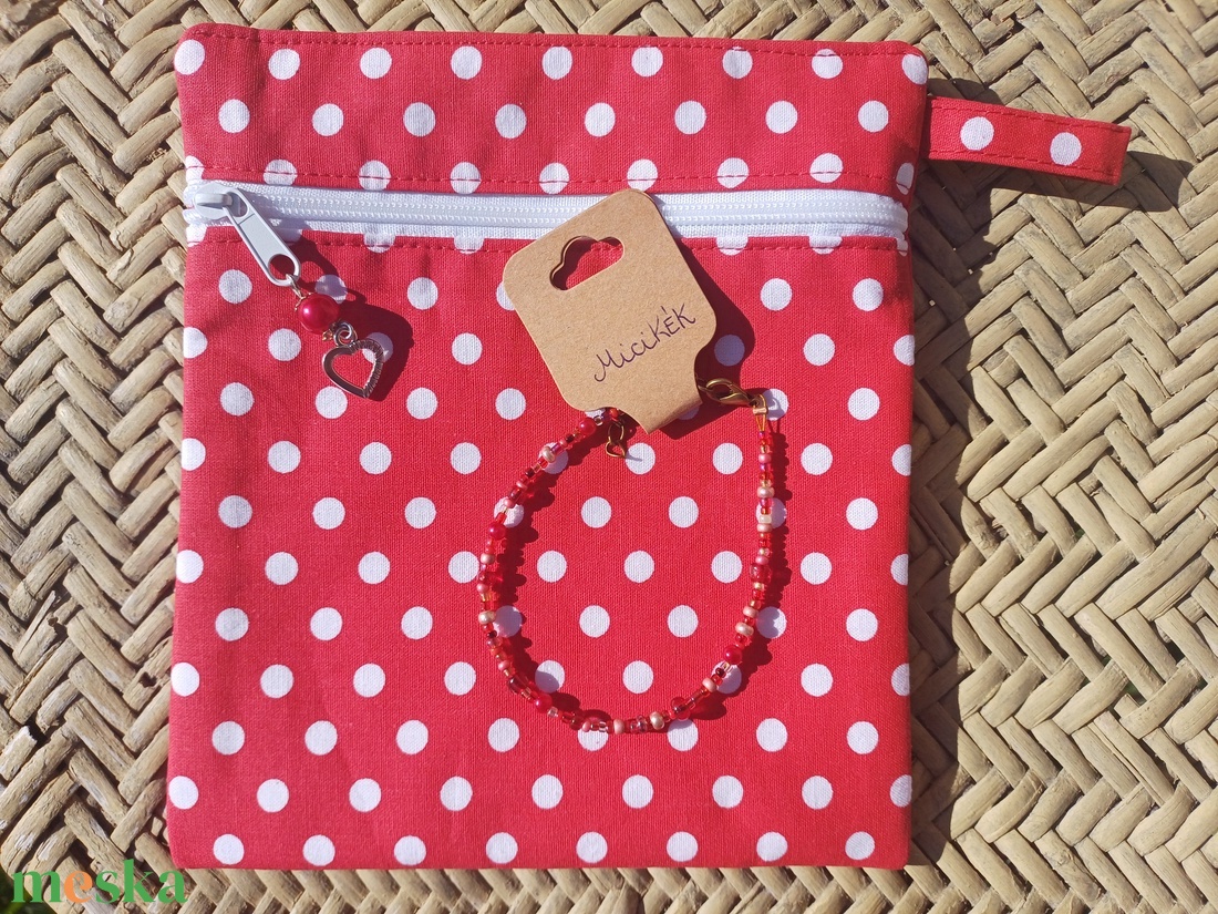 Piros pöttyös álló neszesszer  - táska & tok - neszesszer - Meska.hu